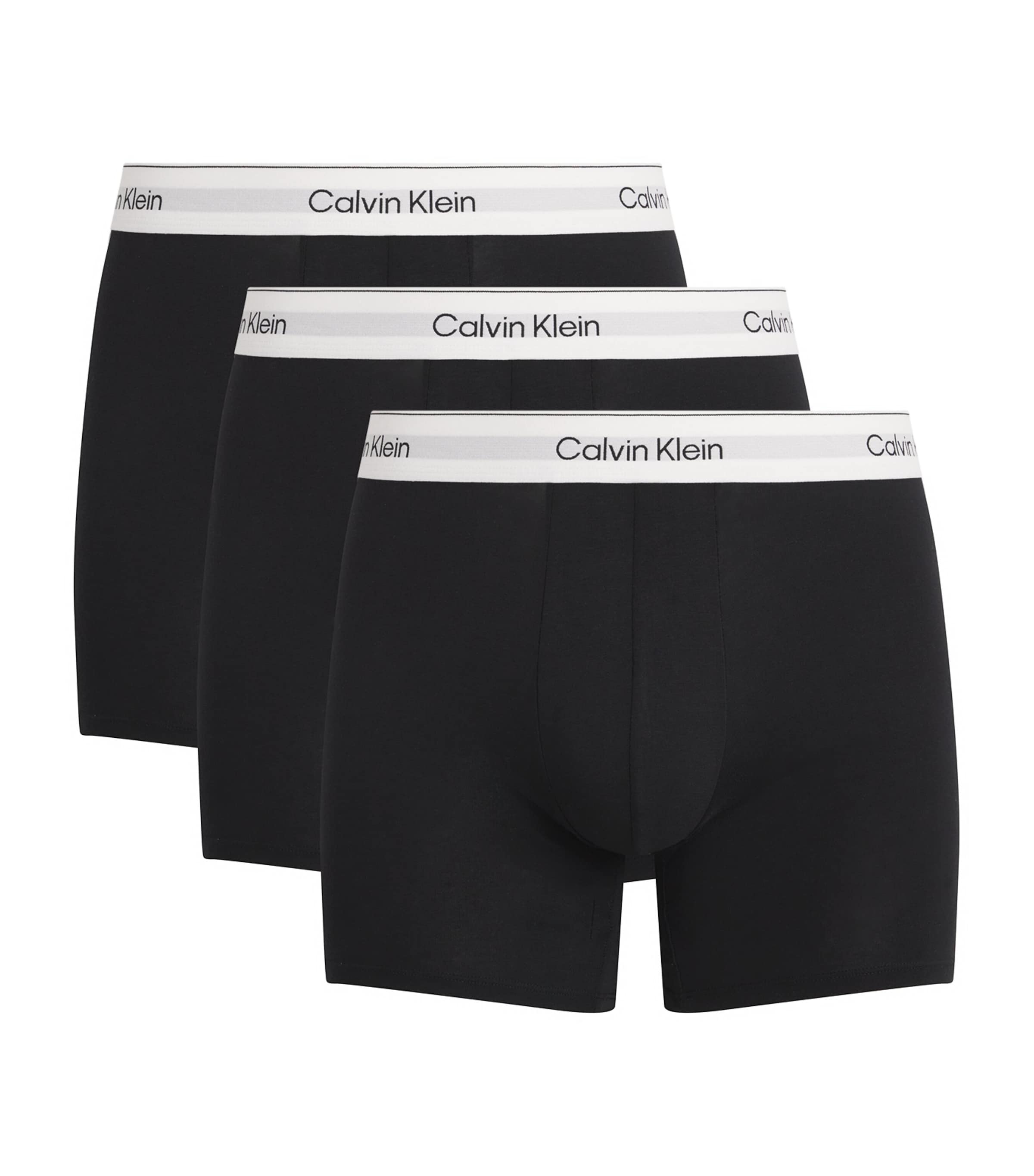 Calvin Klein Mens Stretch-Cotton Icon Boxer Briefs (Pack of 3) Black Image 1