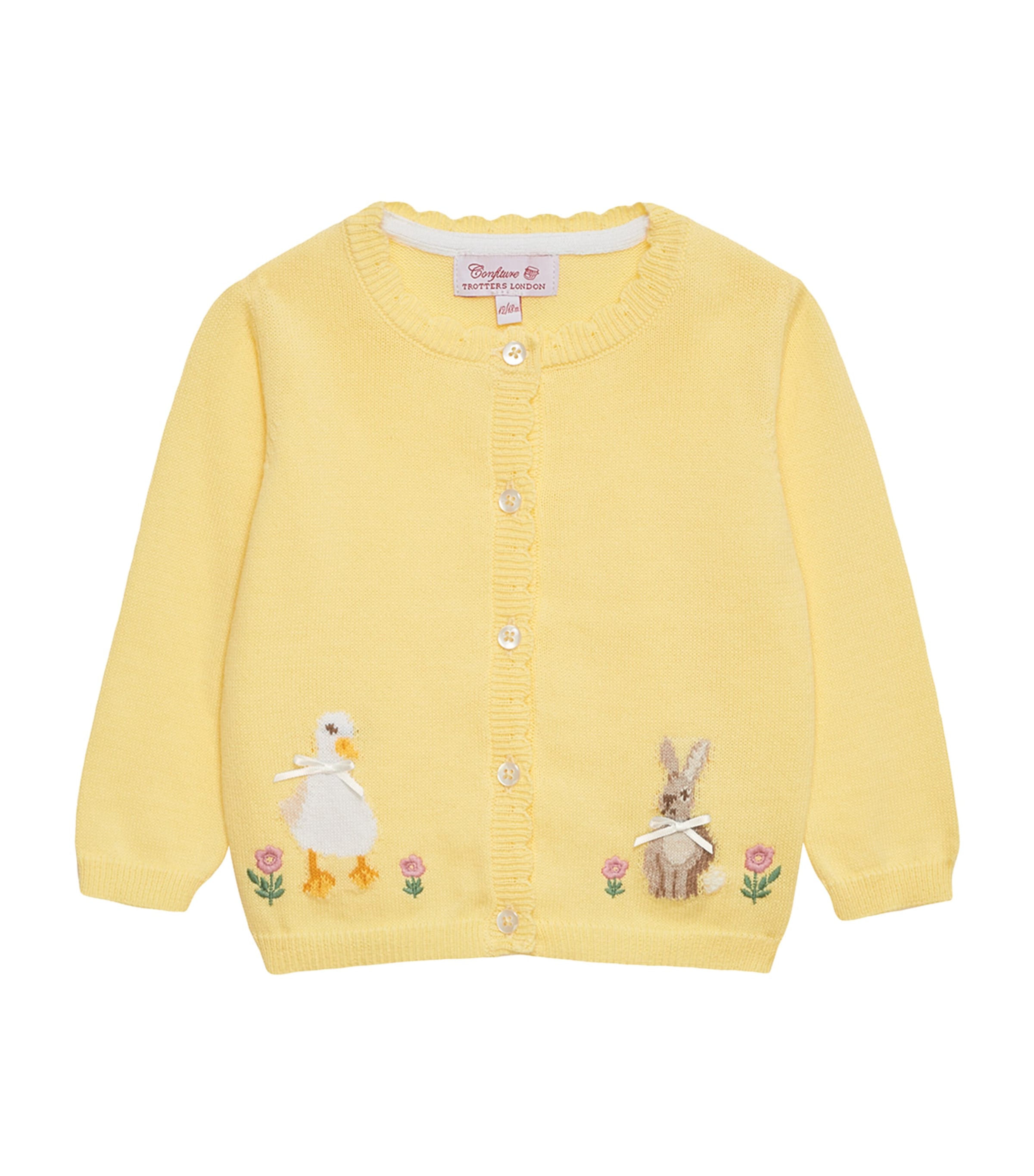 Trotters Cotton Duck And Bunny Cardigan In Yellow