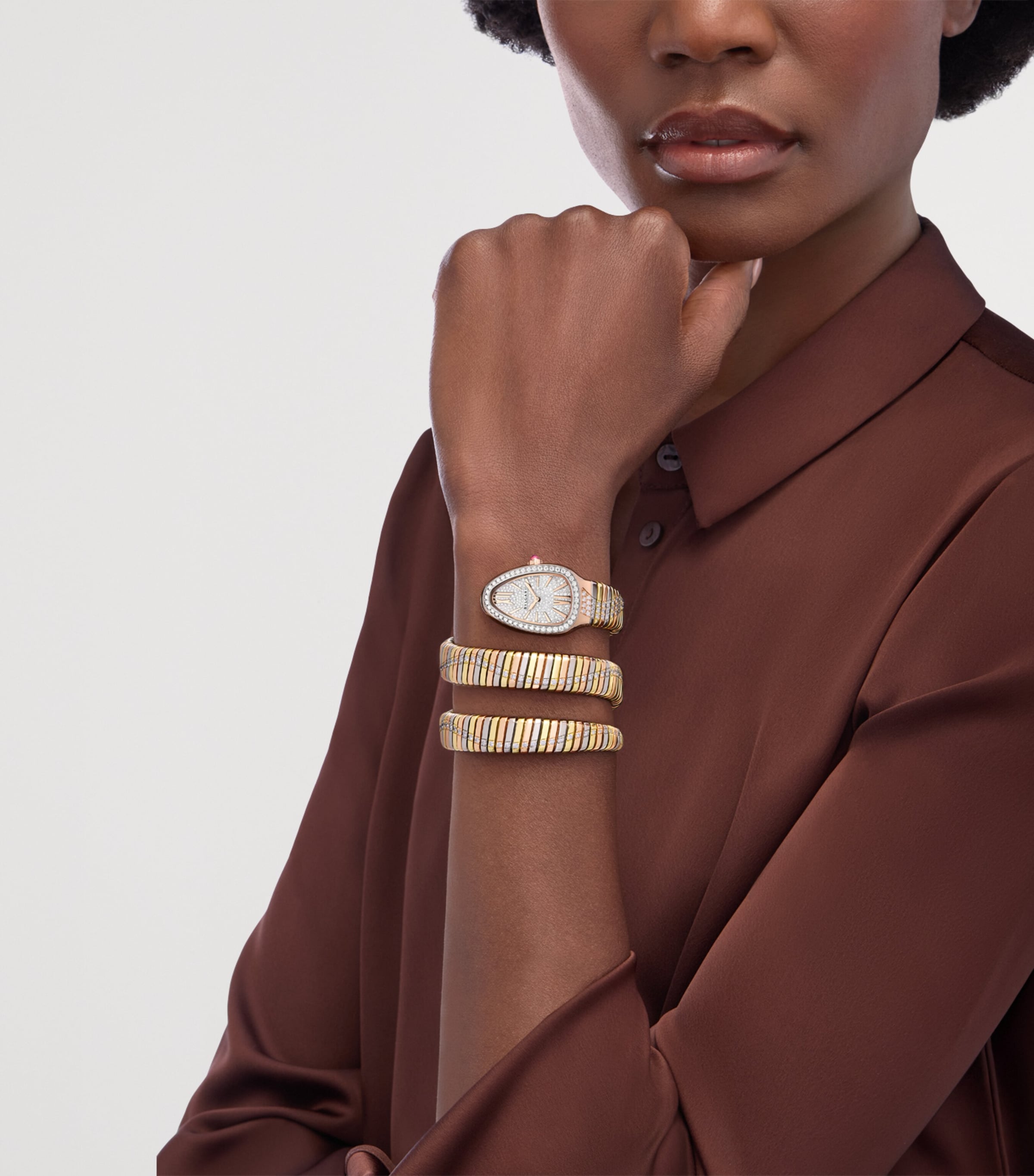 Mixed Gold and Diamond Serpenti Tubogas Infinity Watch 35mm STONES Image 4