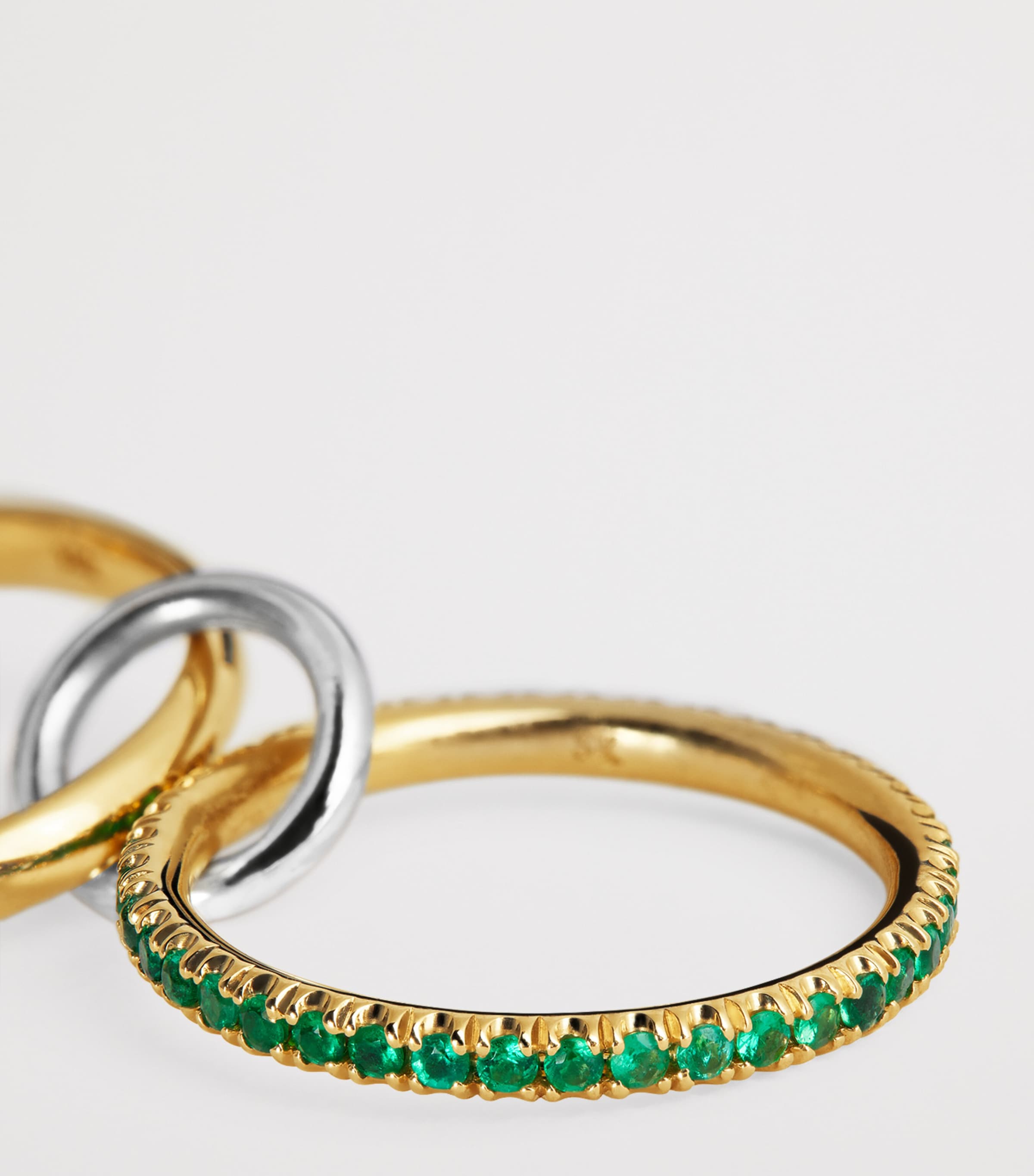 Mixed Metal, Diamond and Emerald Chloe Ring (Size 7) YELLOW GOLD Image 4