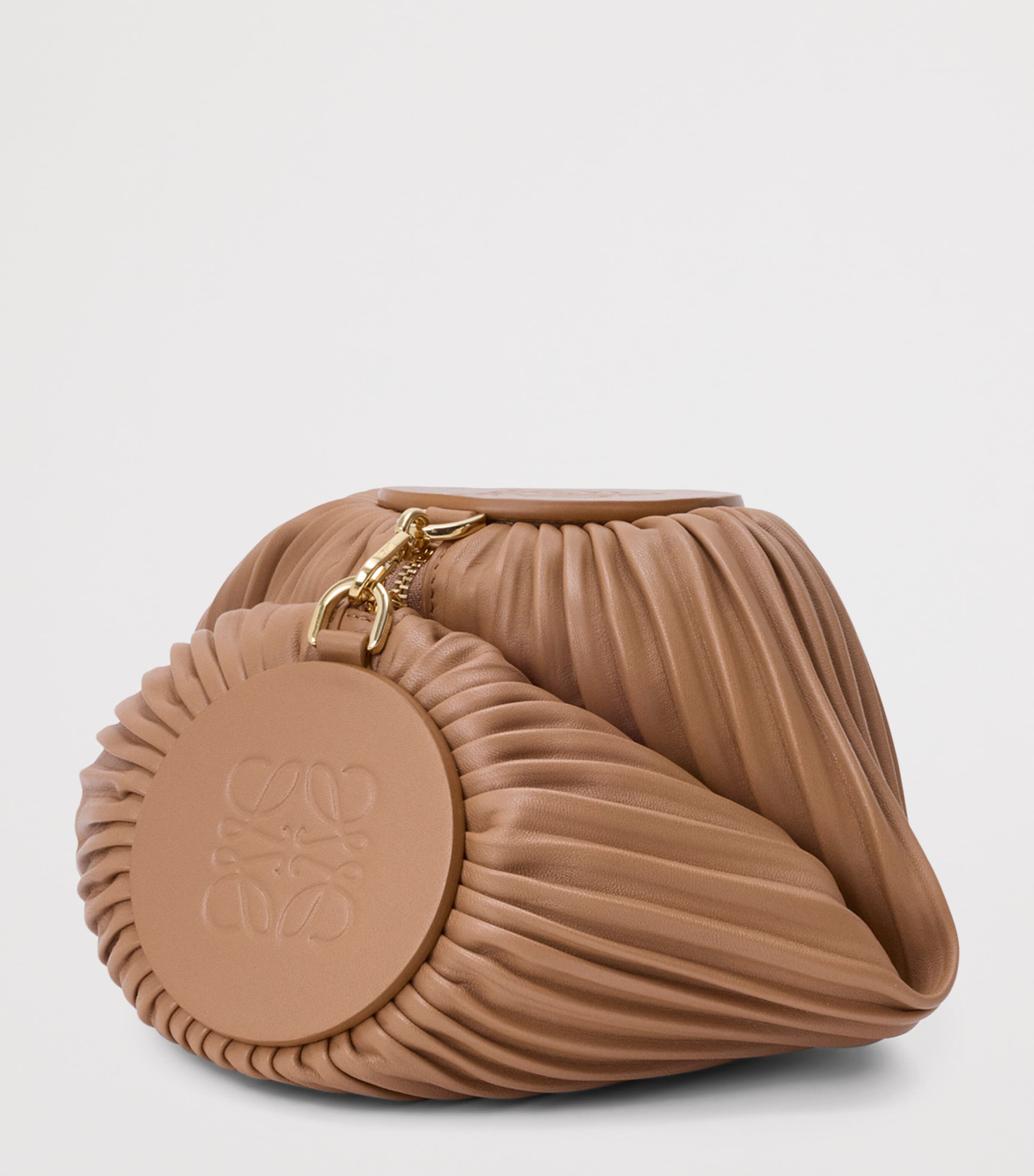 LOEWE Lambskin Bracelet Pouch Shoulder Bag Mocha Image 3