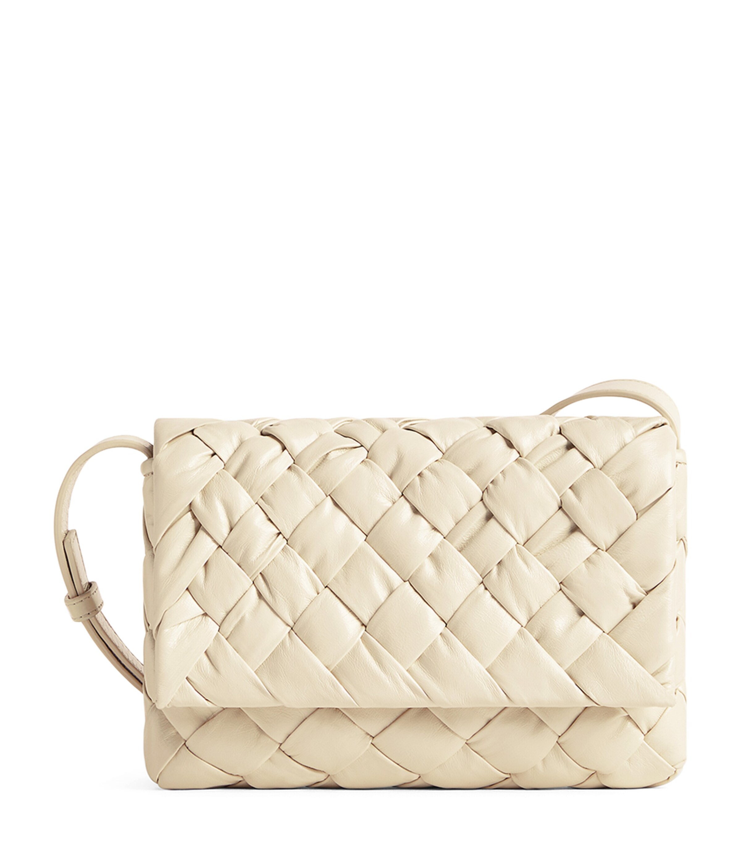 Bottega Veneta Small Leather Rumple Cross-body Bag In White