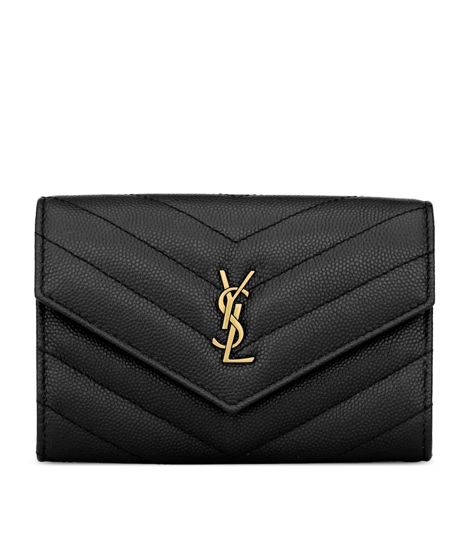 Saint Laurent Small Leather Cassandre Envelope Wallet Image 1