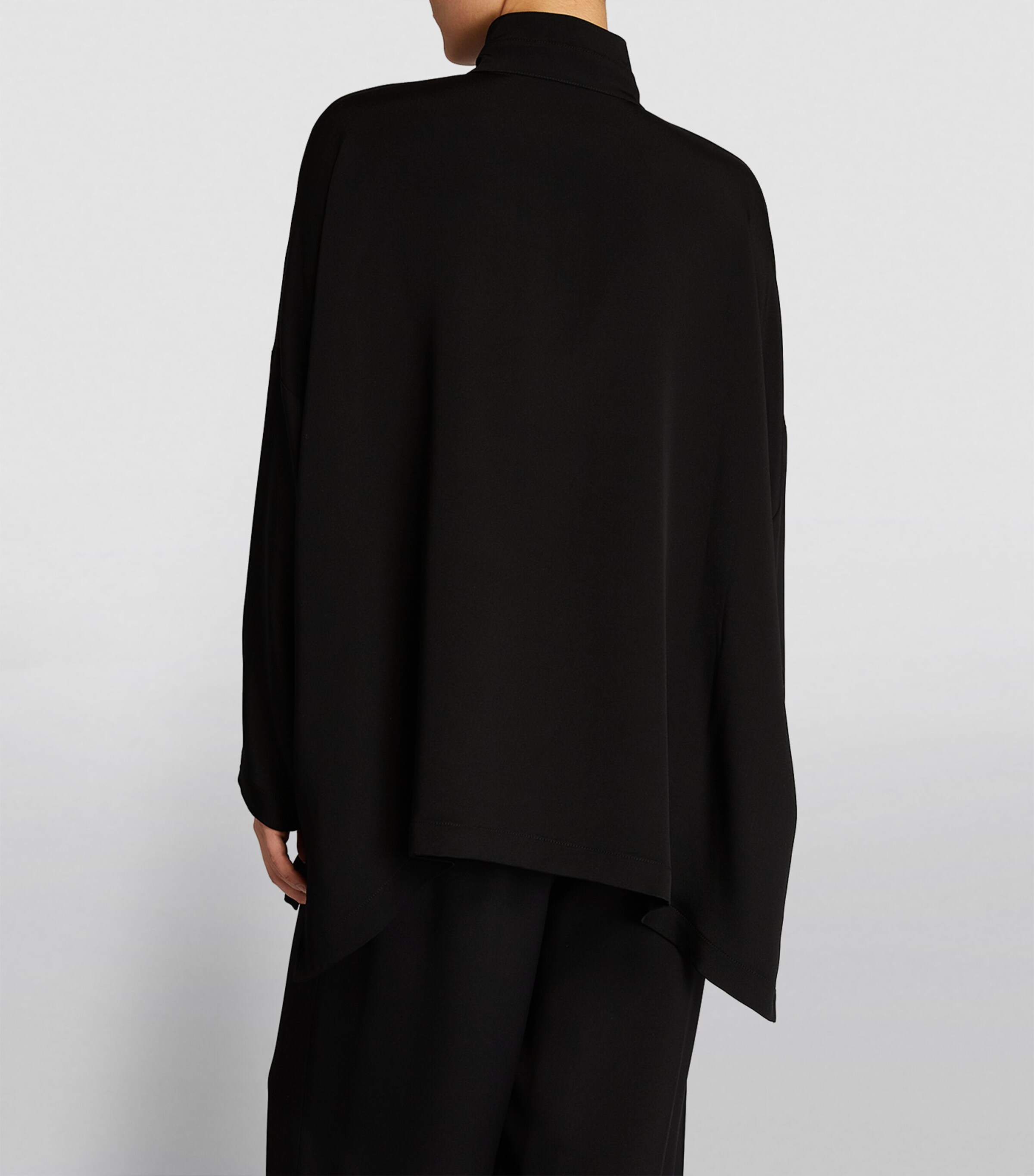 Silk Stand-Collar Shirt BLACK Image 4