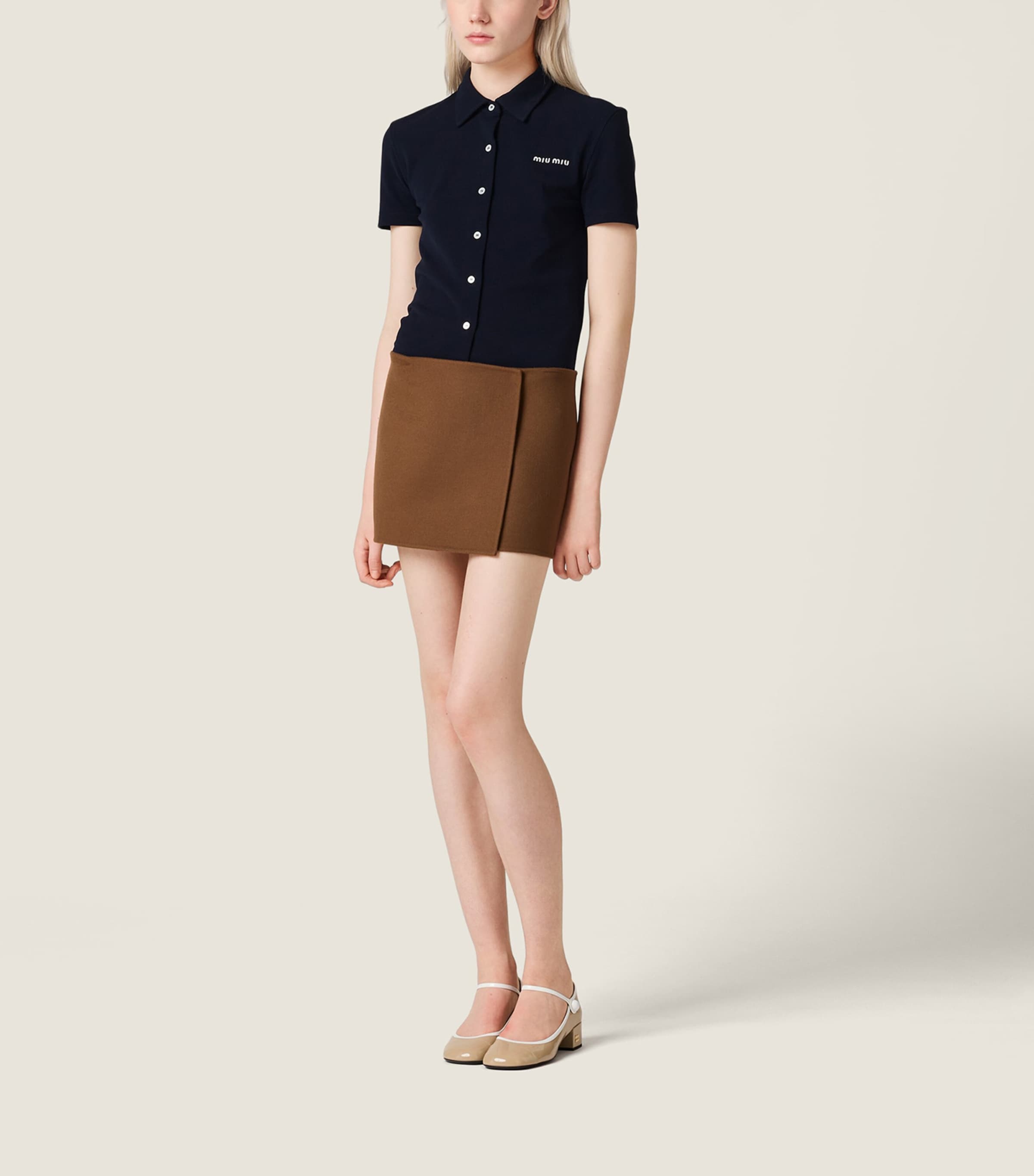 Miu Miu Brown Wool-Cashmere Wrap Mini Skirt | Harrods UK