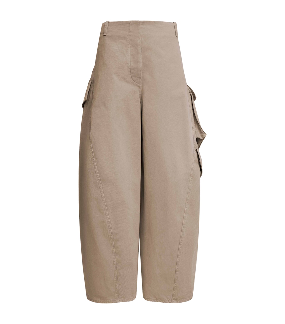 Alaïa Cotton Twisted Cargo Trousers Beige