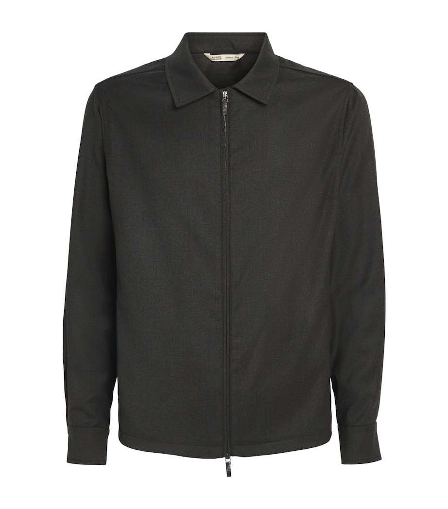 Maurizio Baldassari Mens Stretch-Wool Overshirt Deep Forest Image 1