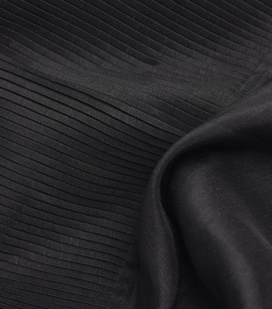 Linen-Silk Pleated Midi Kaftan 001 BLACK Image 6