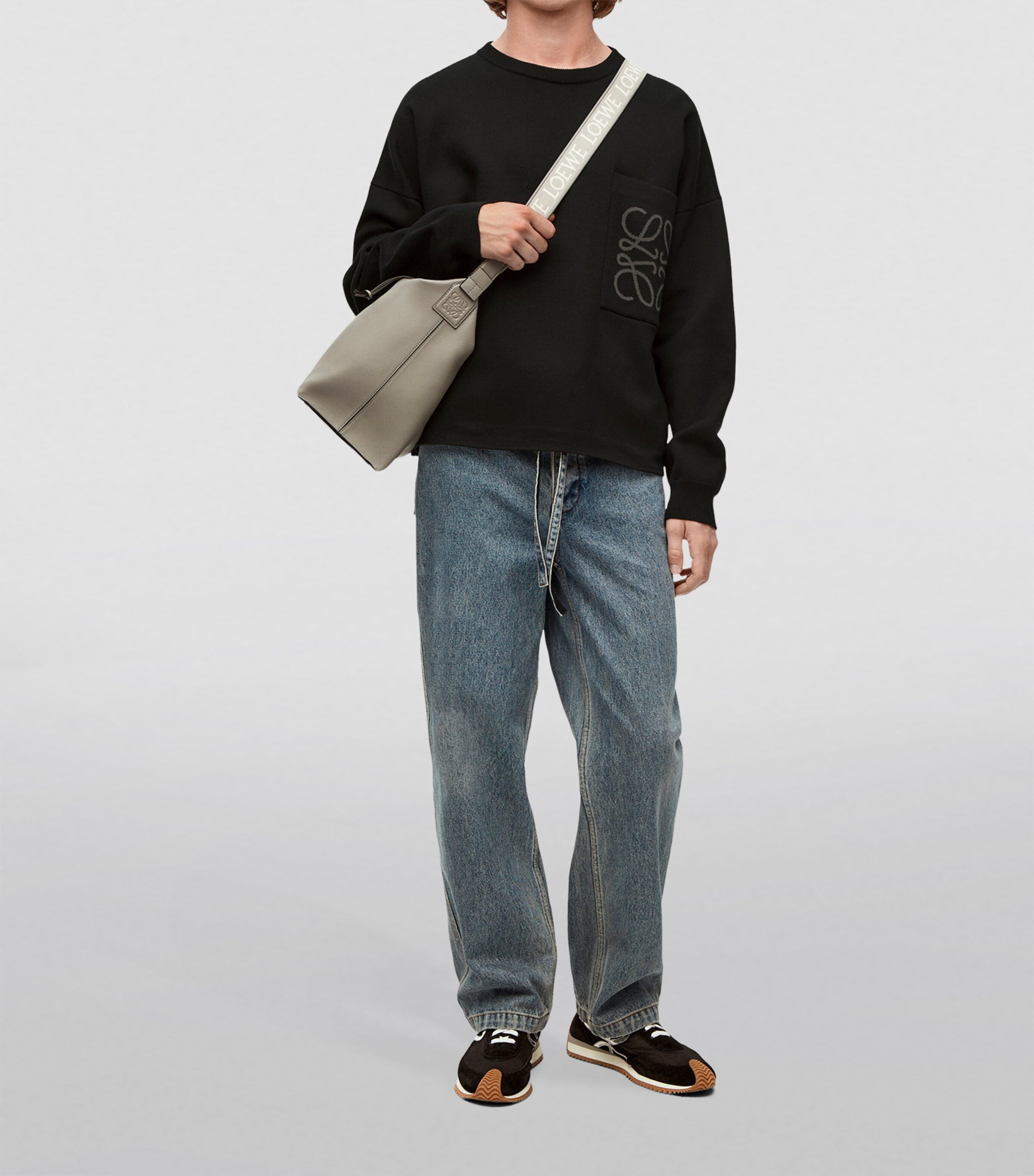 LOEWE Mens Anagram Pocket Sweater Black Image 2