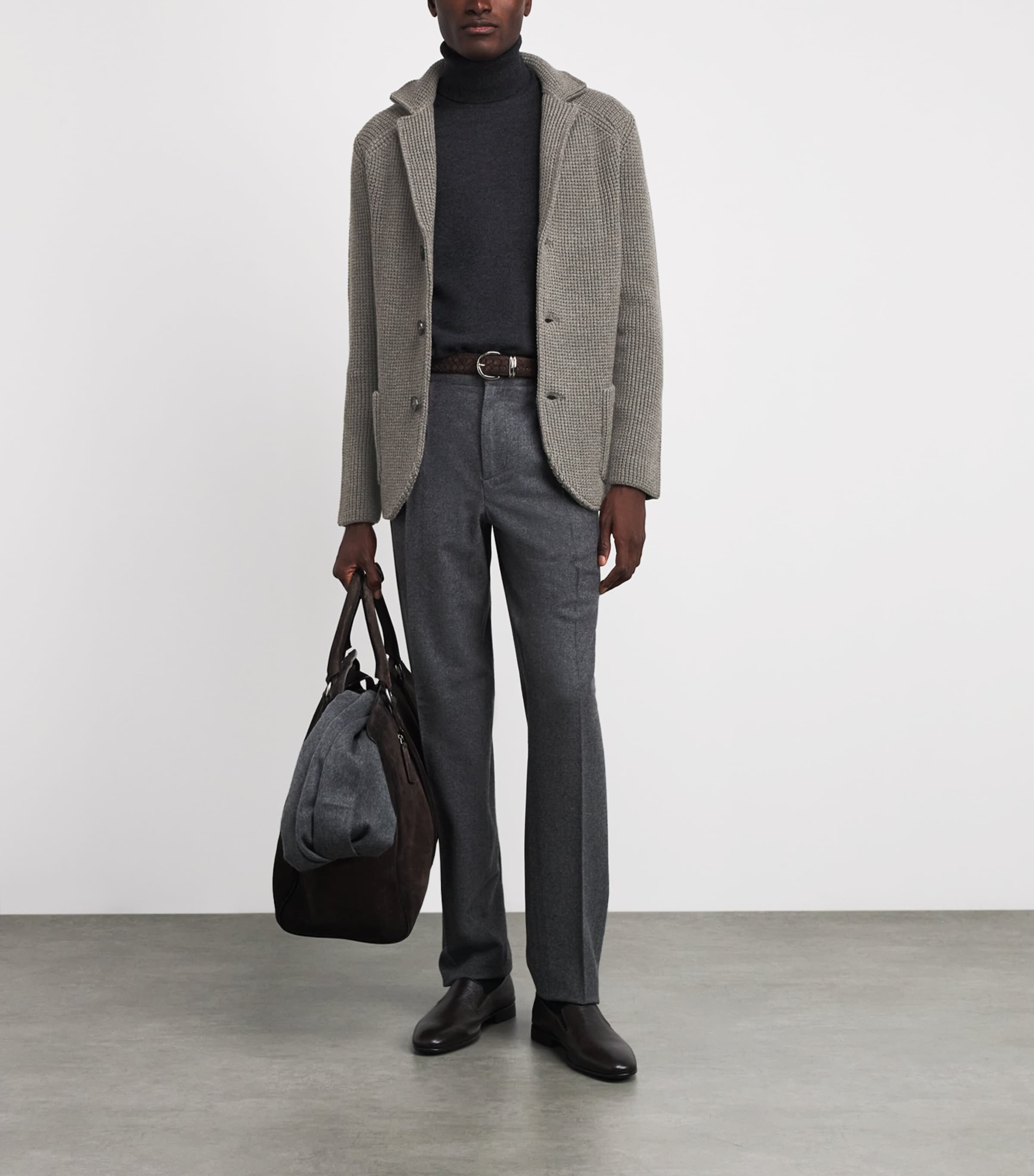 Maurizio Baldassari Mens Virgin Wool Brenta Shacket Lunar Rock Grey Image 2