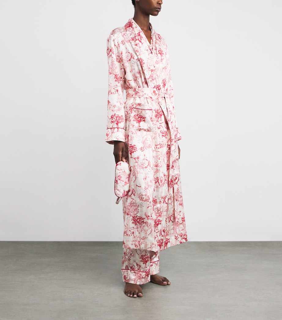 Harrods Womens Silk Toile Robe Pink Image 2