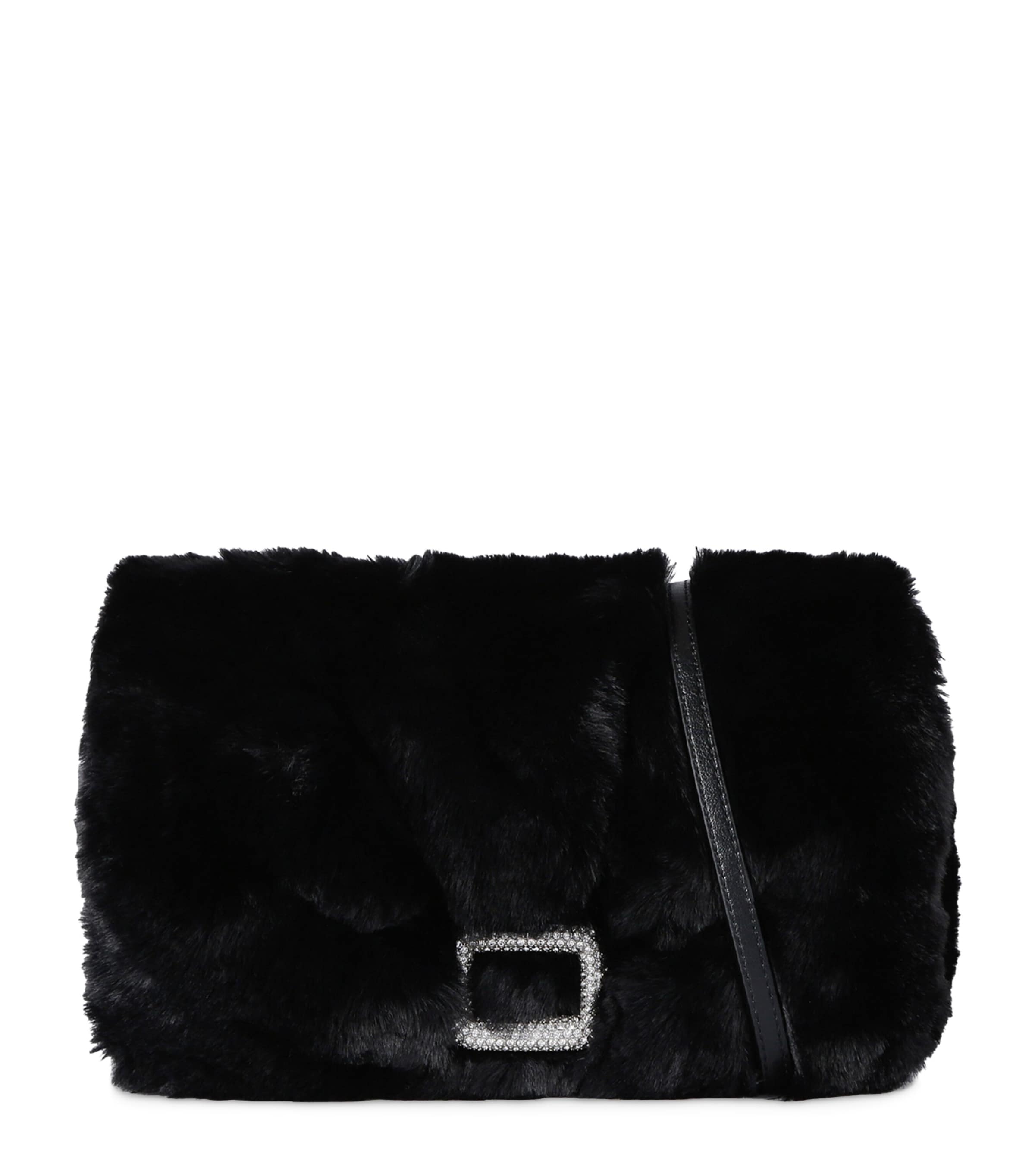 Roger Vivier Faux Fur Wallet-on-chain In Black