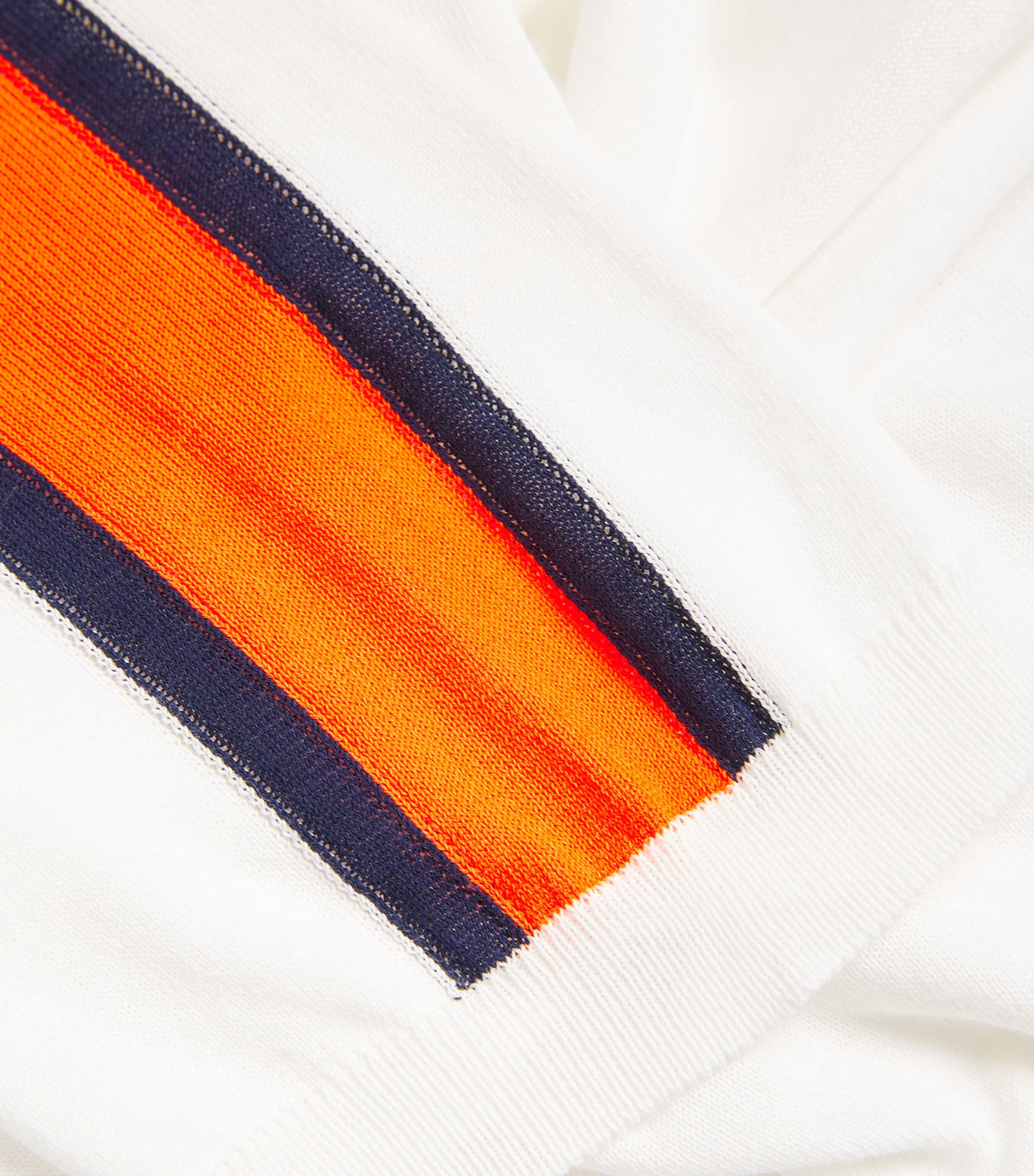Stripe-Detail Zip-Up Polo Shirt V3430-BIANCO/ARANCIO Image 5
