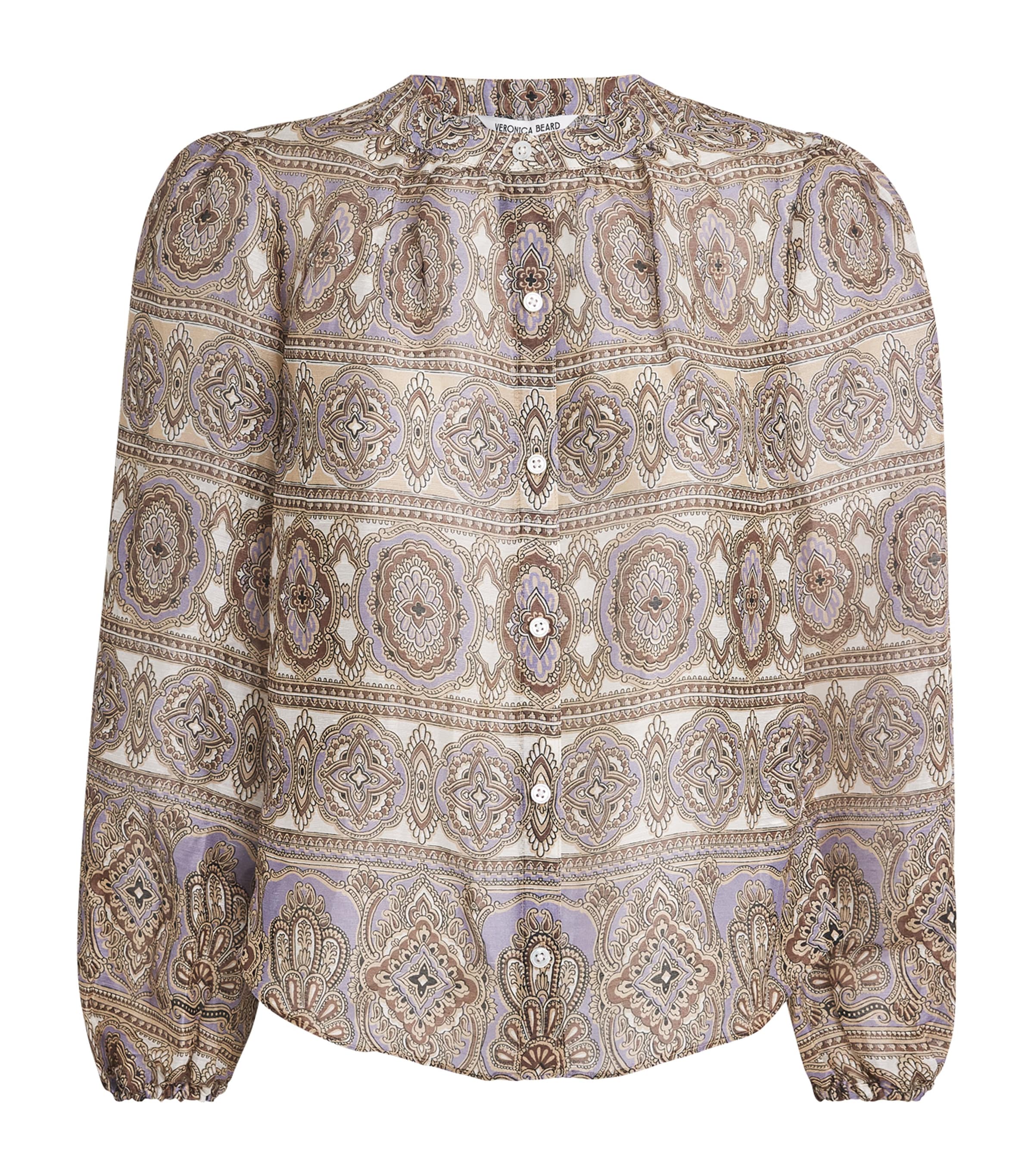 Veronica Beard Linen-silk Ashlynn Blouse In Brown