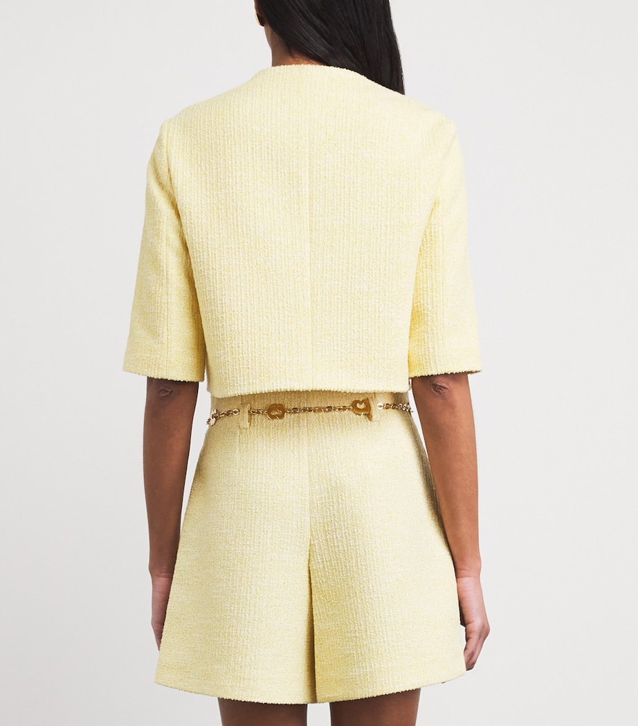 Tweed Cropped Jacket PALE YELLOW Image 5