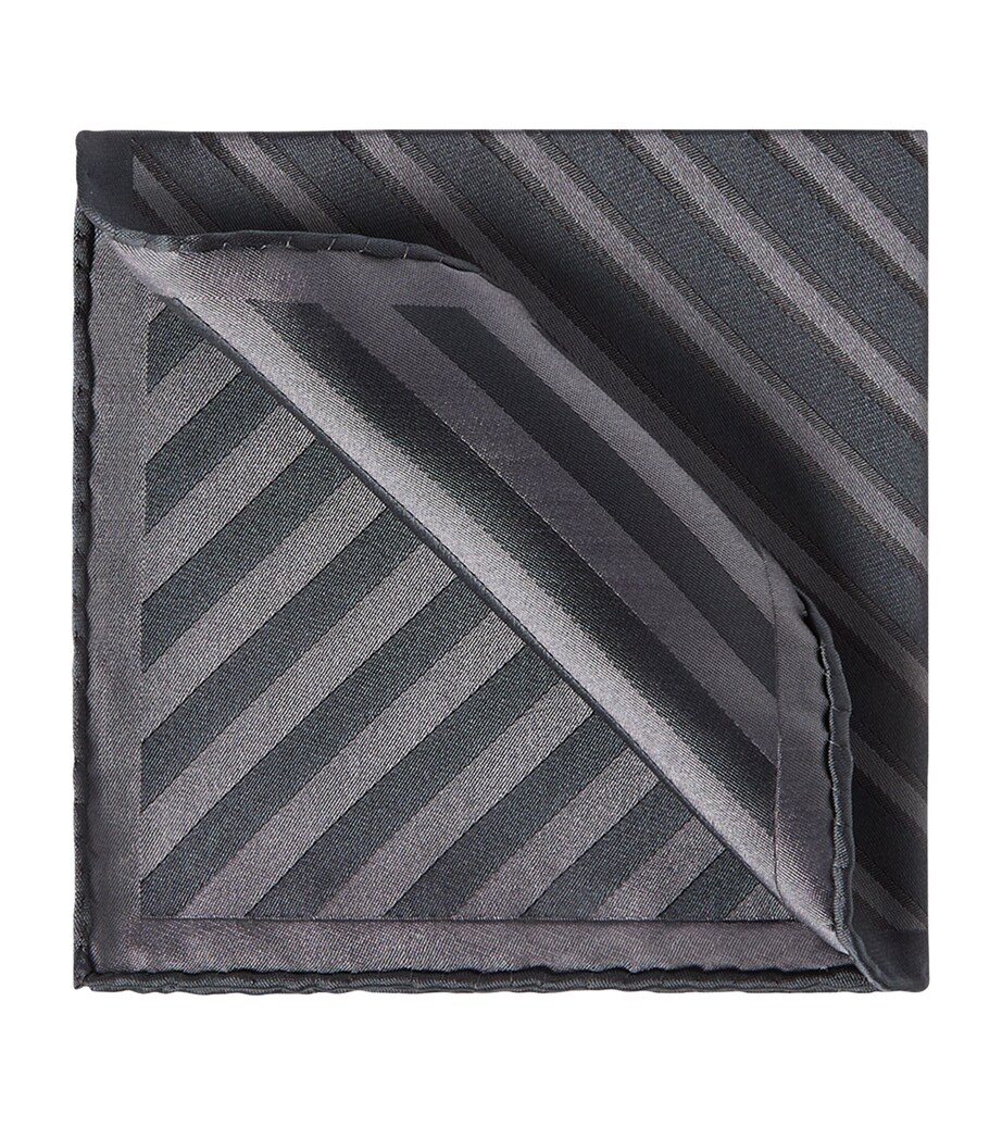 Brunello Cucinelli Silk Stripe Pocket Square Image 1