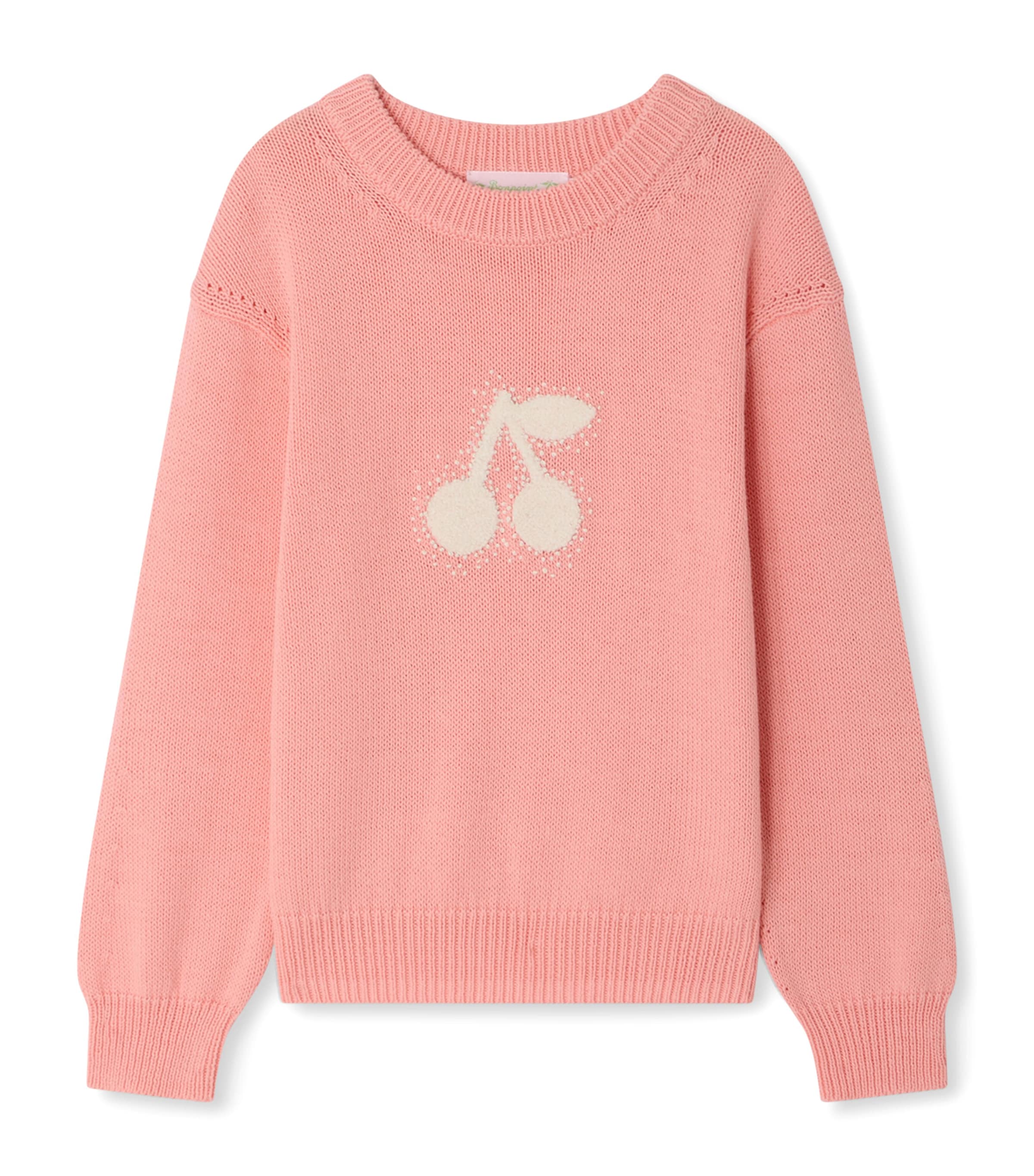 Cotton Jacquard Logo Sweater (10-14 Years) ROSE BONBON Image 1