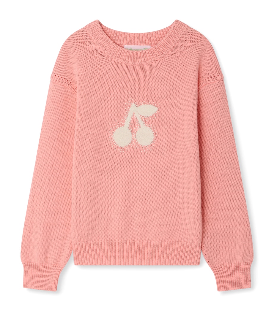 Cotton Jacquard Logo Sweater (10-14 Years) ROSE BONBON Image 1