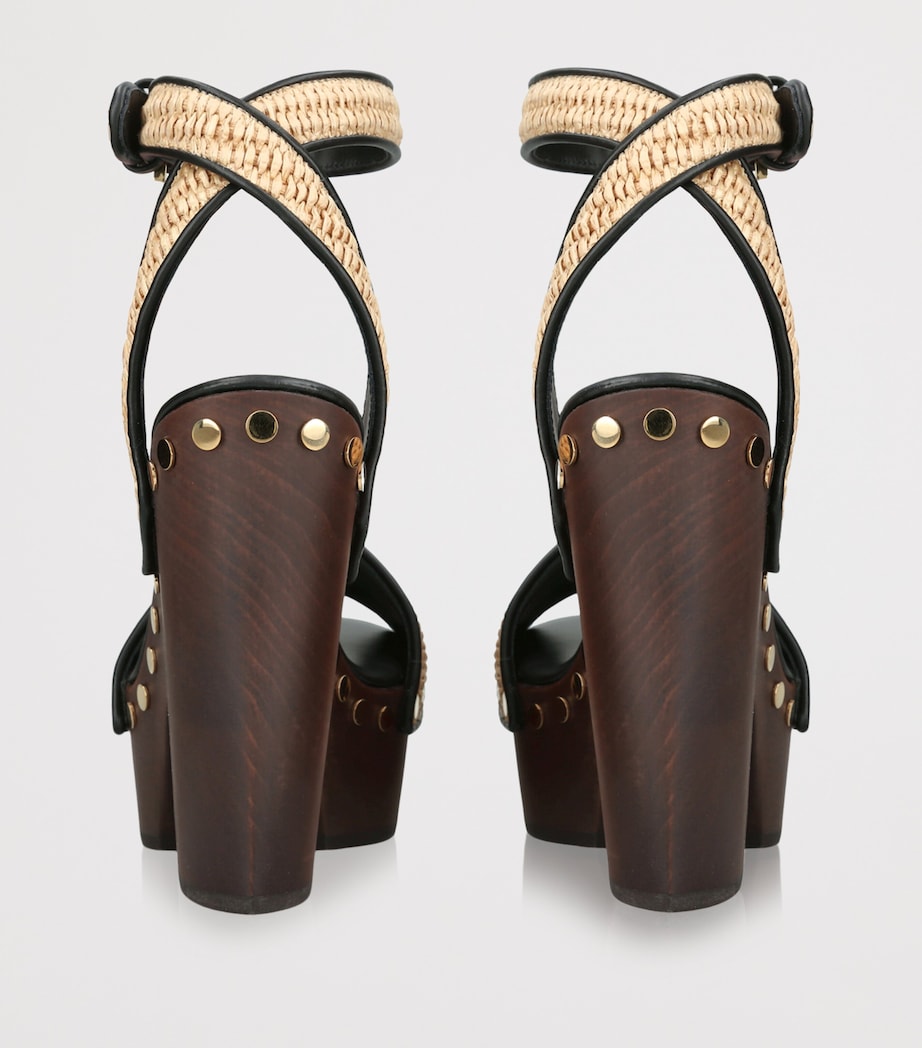 Givenchy Raffia Platform Clog Sandals 95 Beige Comb Image 2