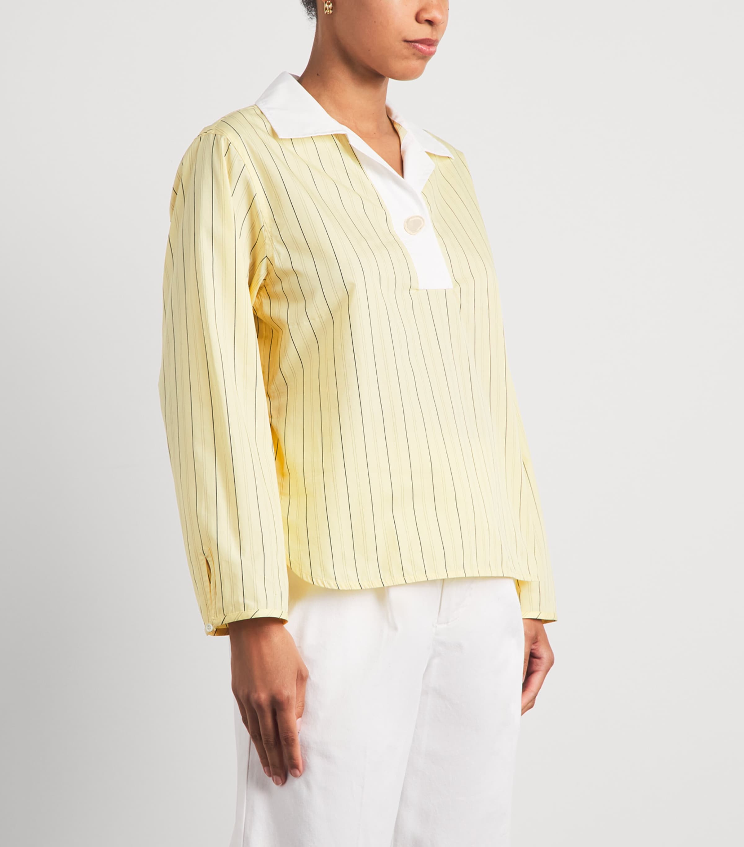 Sandro Paris Womens Stripe Half-Placket Shirt Yellow Image 4