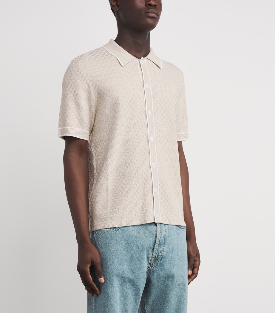 Cotton Chequerboard-Knit Shirt 5 - WHITE Image 3