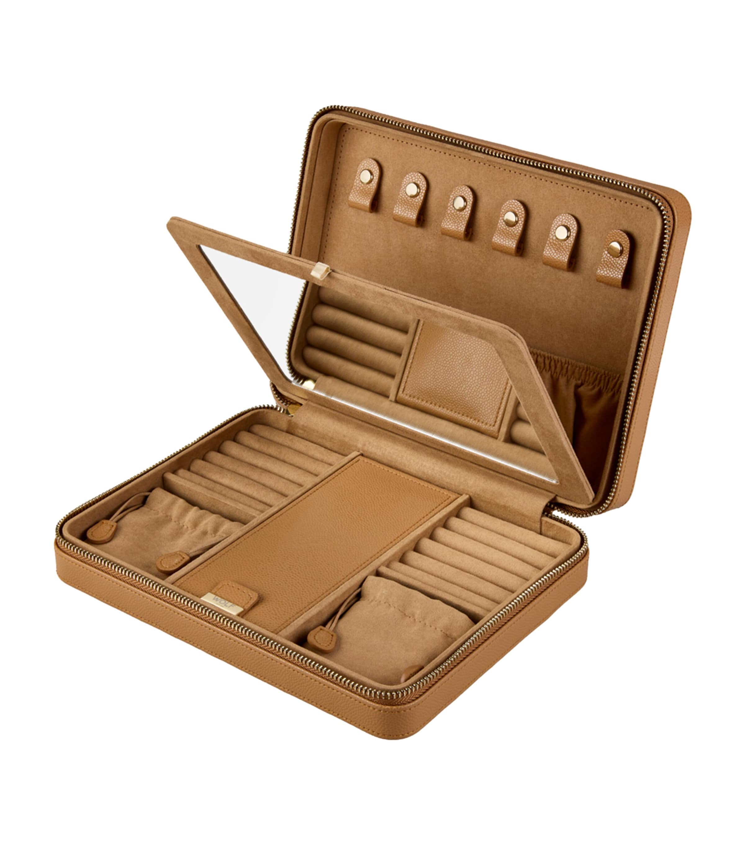 WOLF Large Lauren Jewellery Travel Case Caramel Image 4