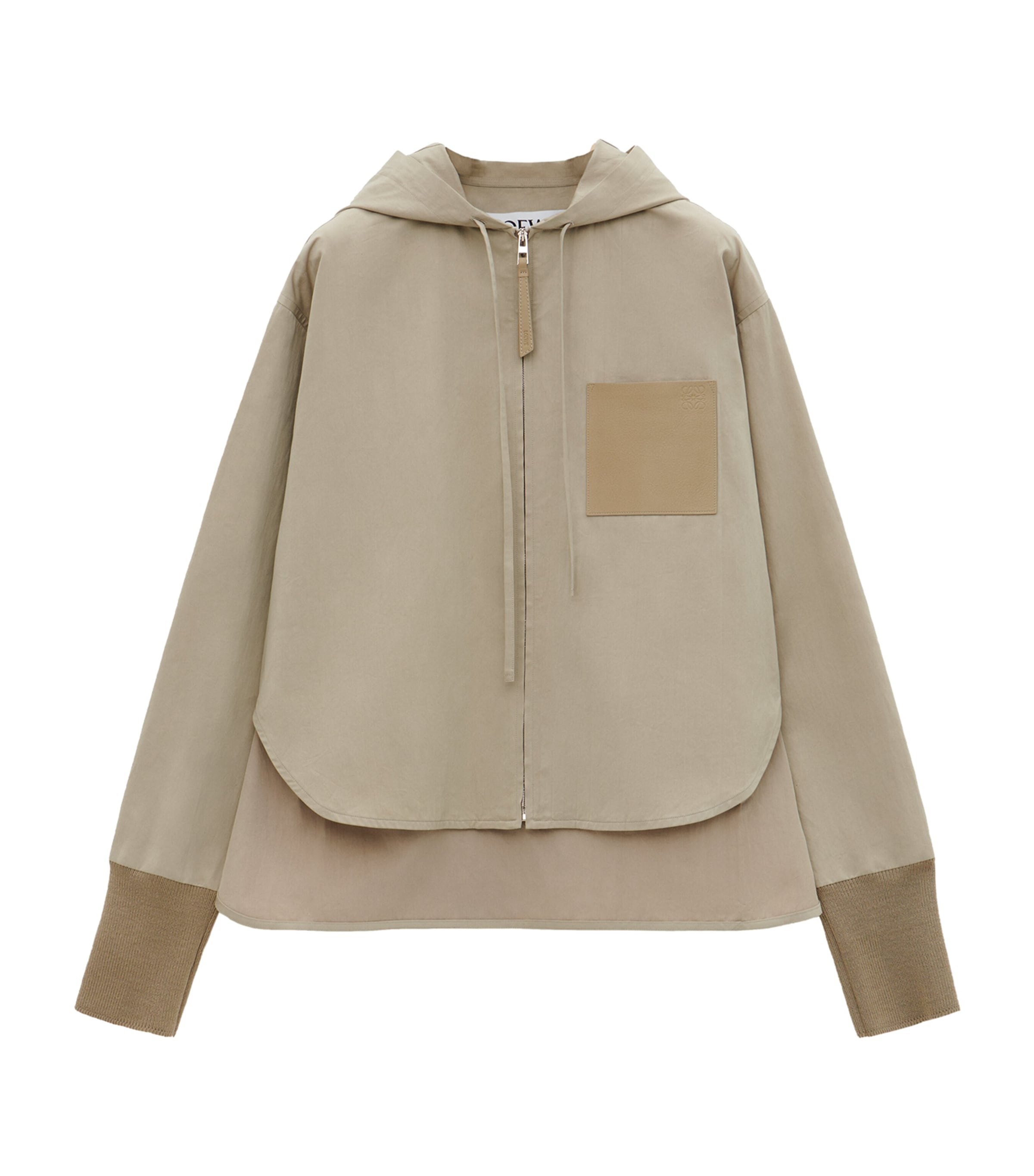 Loewe Hooded Cotton Casual Coat In Beige