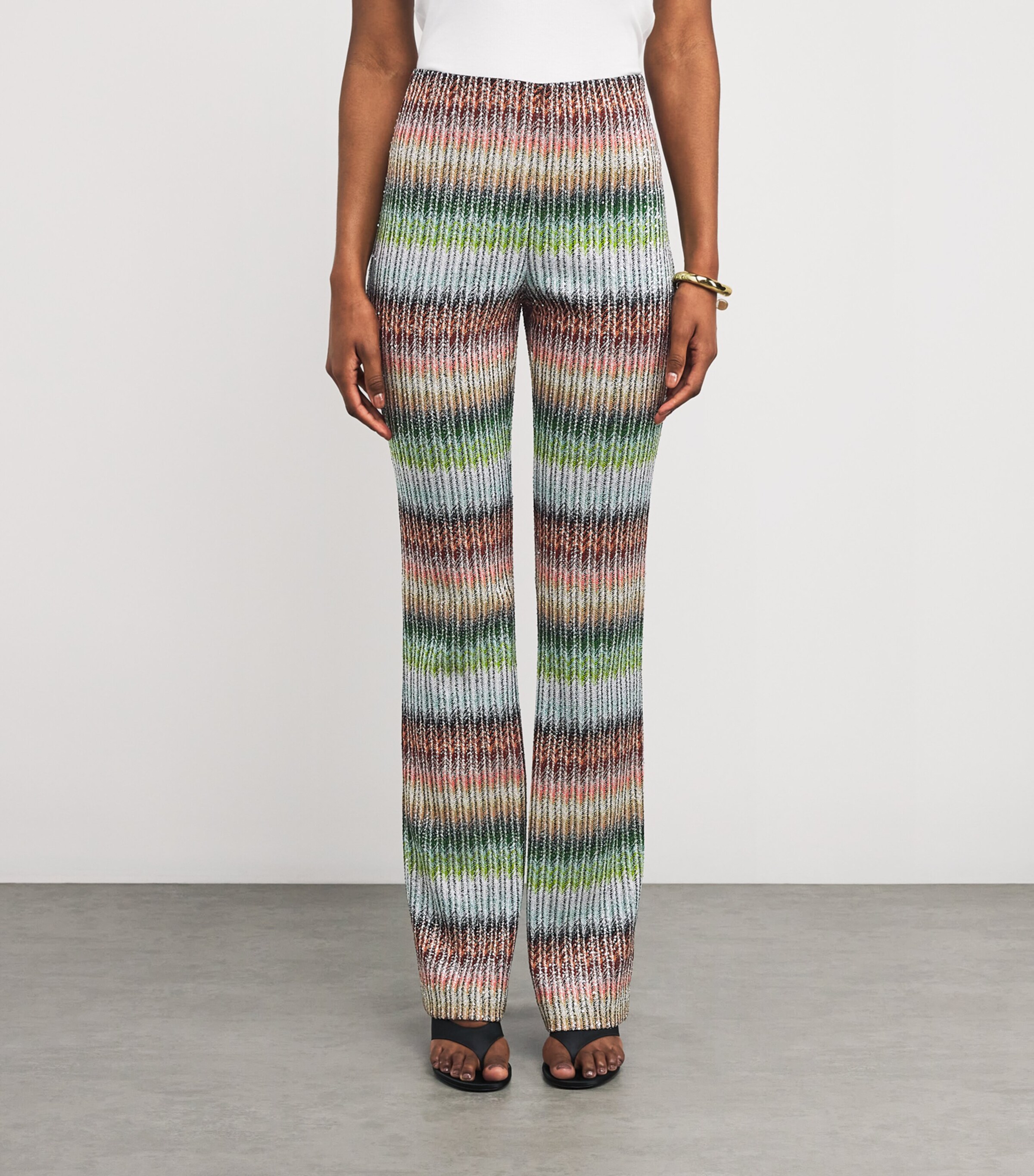 Sequin-Embellished Stripe Trousers SM9KP MULTICOLOR Image 3