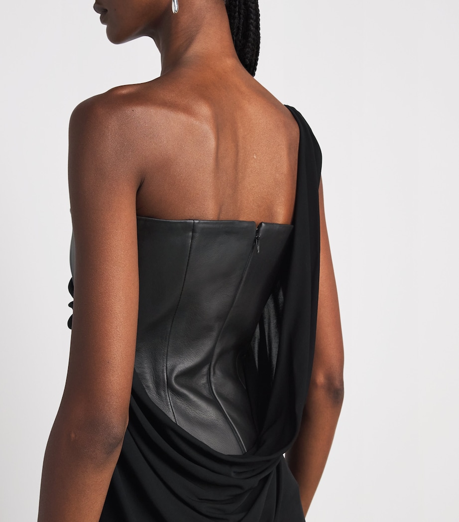 Alex Perry Womens Leather-Jersey Asymmetric Gown Black Image 3