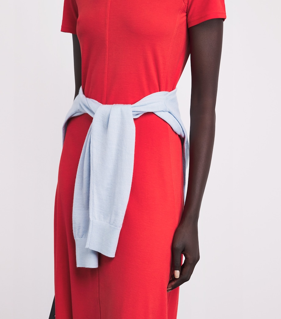 ME+EM Womens Cotton A-Line Midi Dress Lipstick Red Image 5