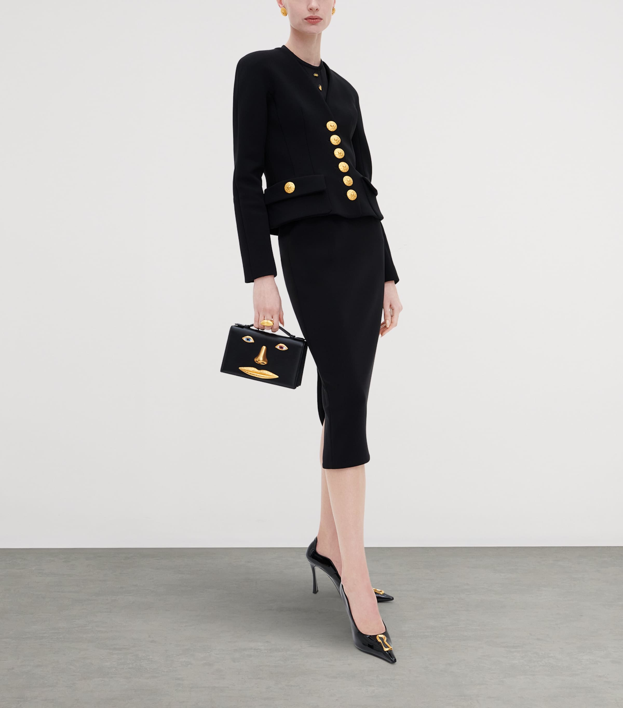 Schiaparelli Patent Leather Keyhole Pumps 105 Black Image 2