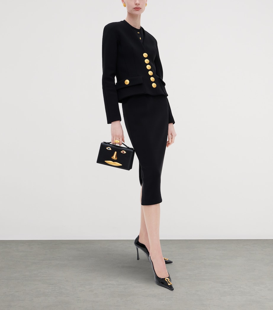 Schiaparelli Patent Leather Keyhole Pumps 105 Black Image 2