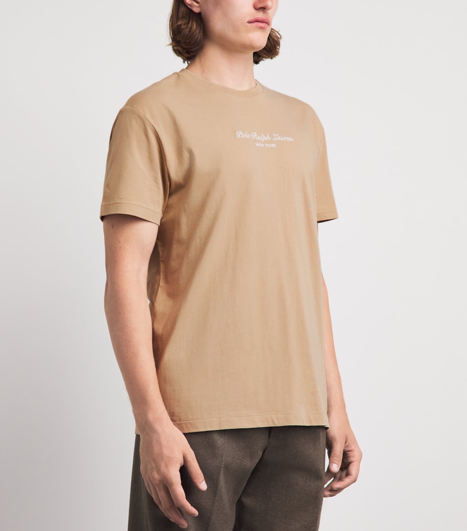 Polo Ralph Lauren Mens Cotton Embroidered Logo T-Shirt Vintage Khaki Image 4