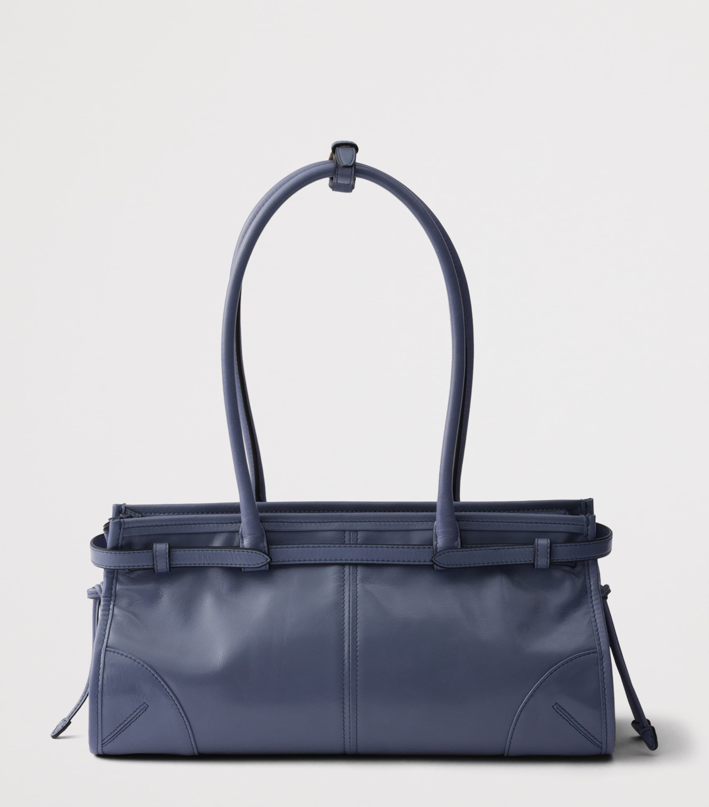 Prada Medium Leather Bonnie Top-Handle Bag Blue Image 3