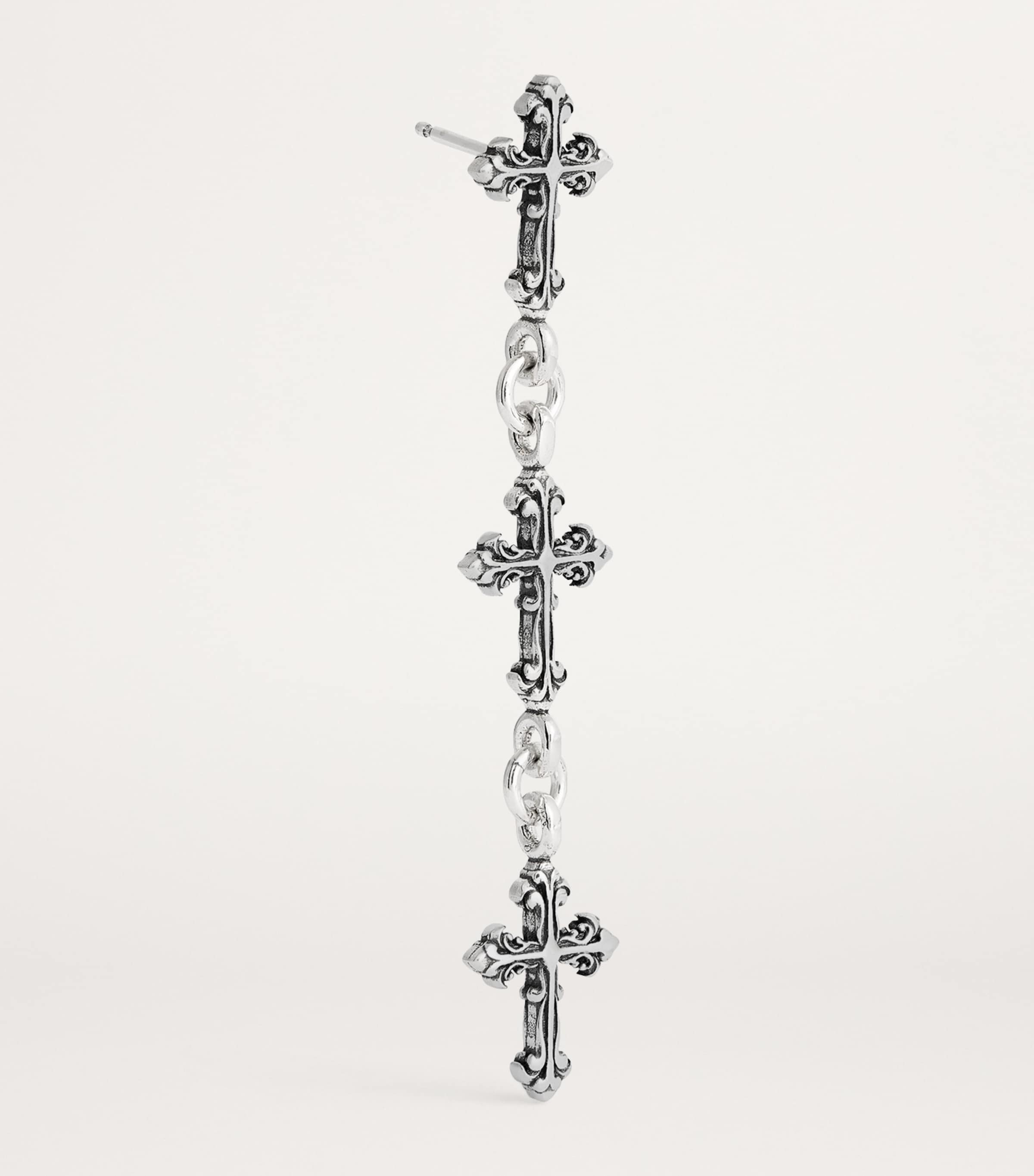 Sterling Silver Cross Drop Single Earring GOLD Image 3