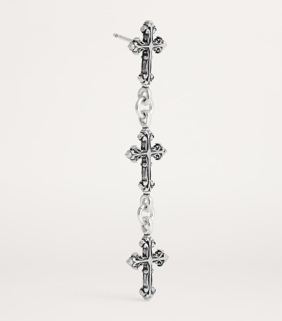 Sterling Silver Cross Drop Single Earring GOLD Image 3