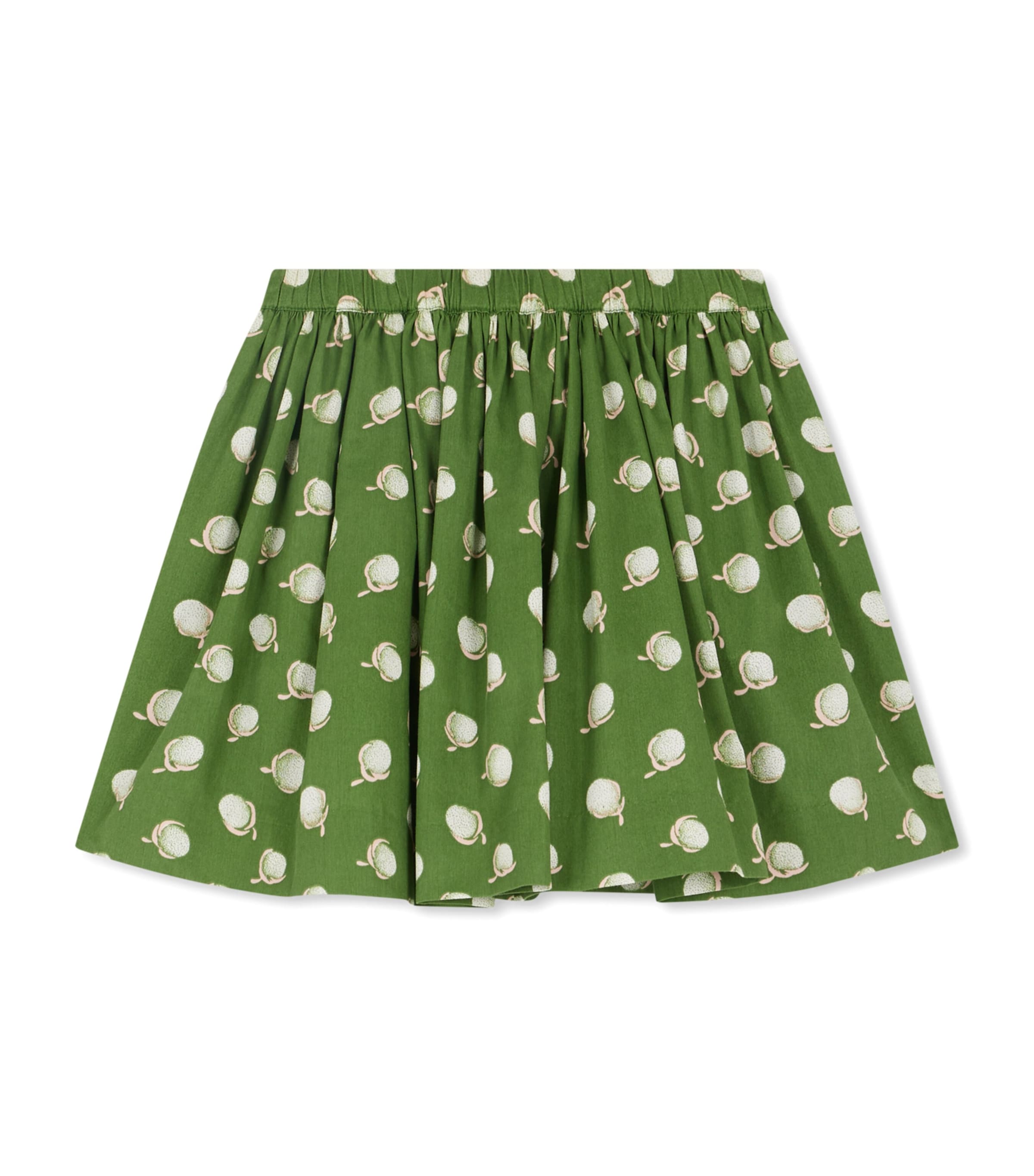 Bonpoint Cotton-print Gathered Skirt In Green