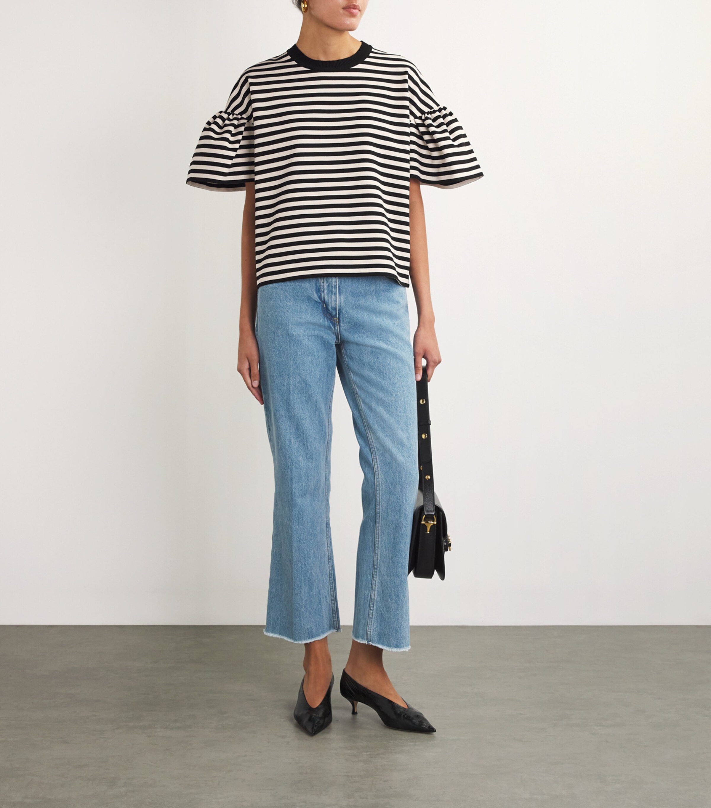 Max Mara Womens Striped Peirak T-Shirt Black White Image 2