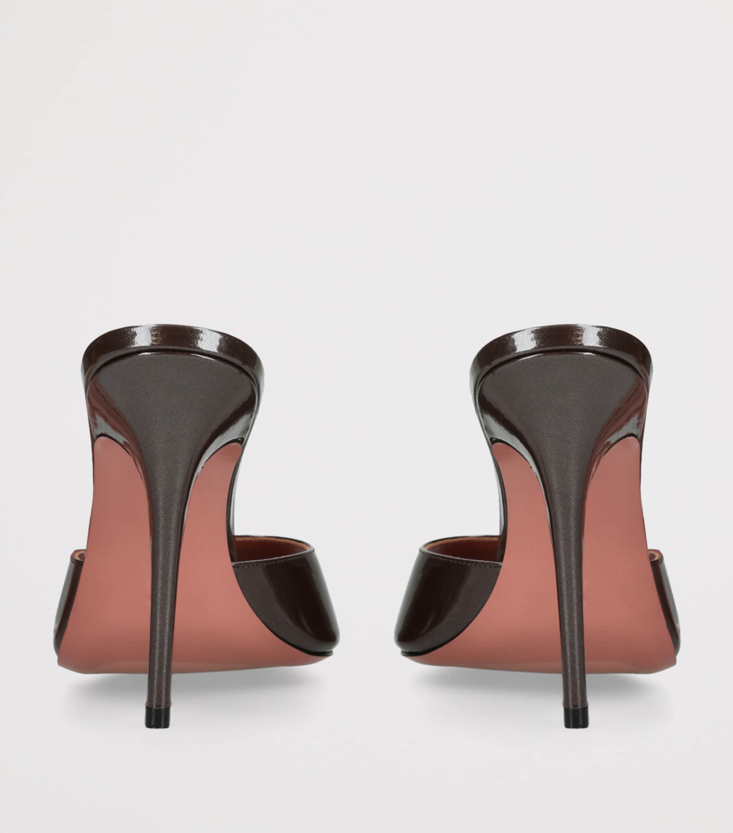 Patent Leather Elodie Heeled Mules 105 BROWN Image 2