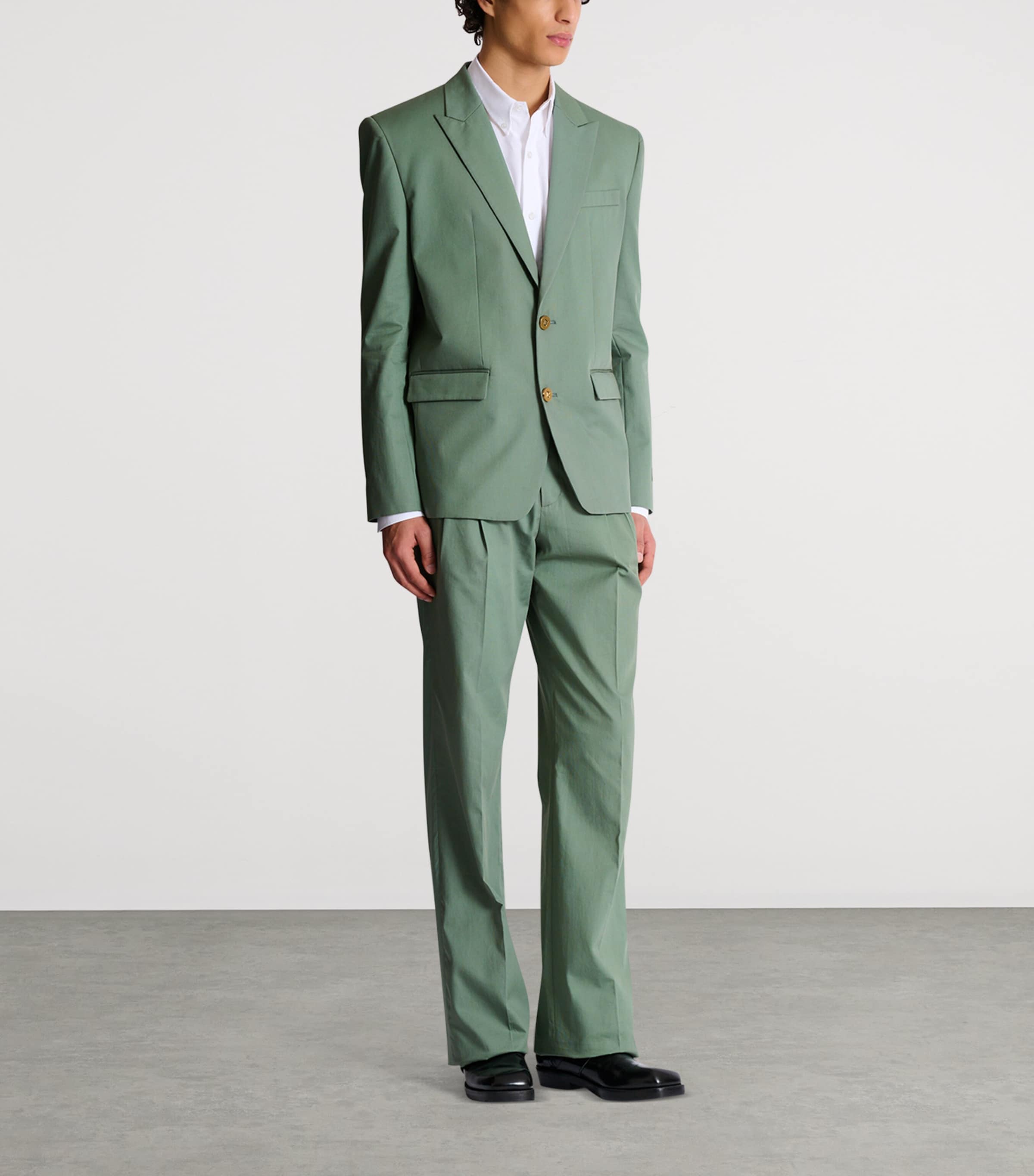 Balmain Mens Cotton Twill Blazer Vert Laurier Image 4
