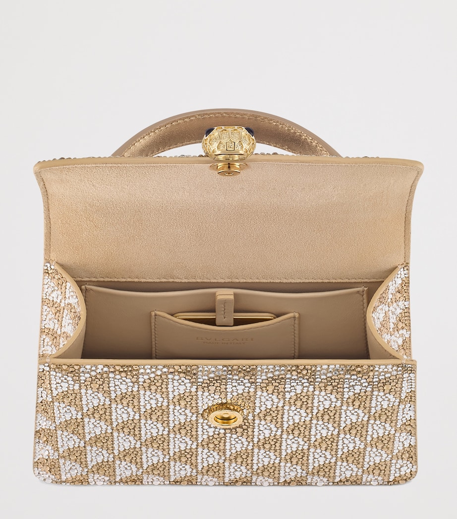 Mini Leather Serpenti Forever Top-Handle Bag SILVER Image 3