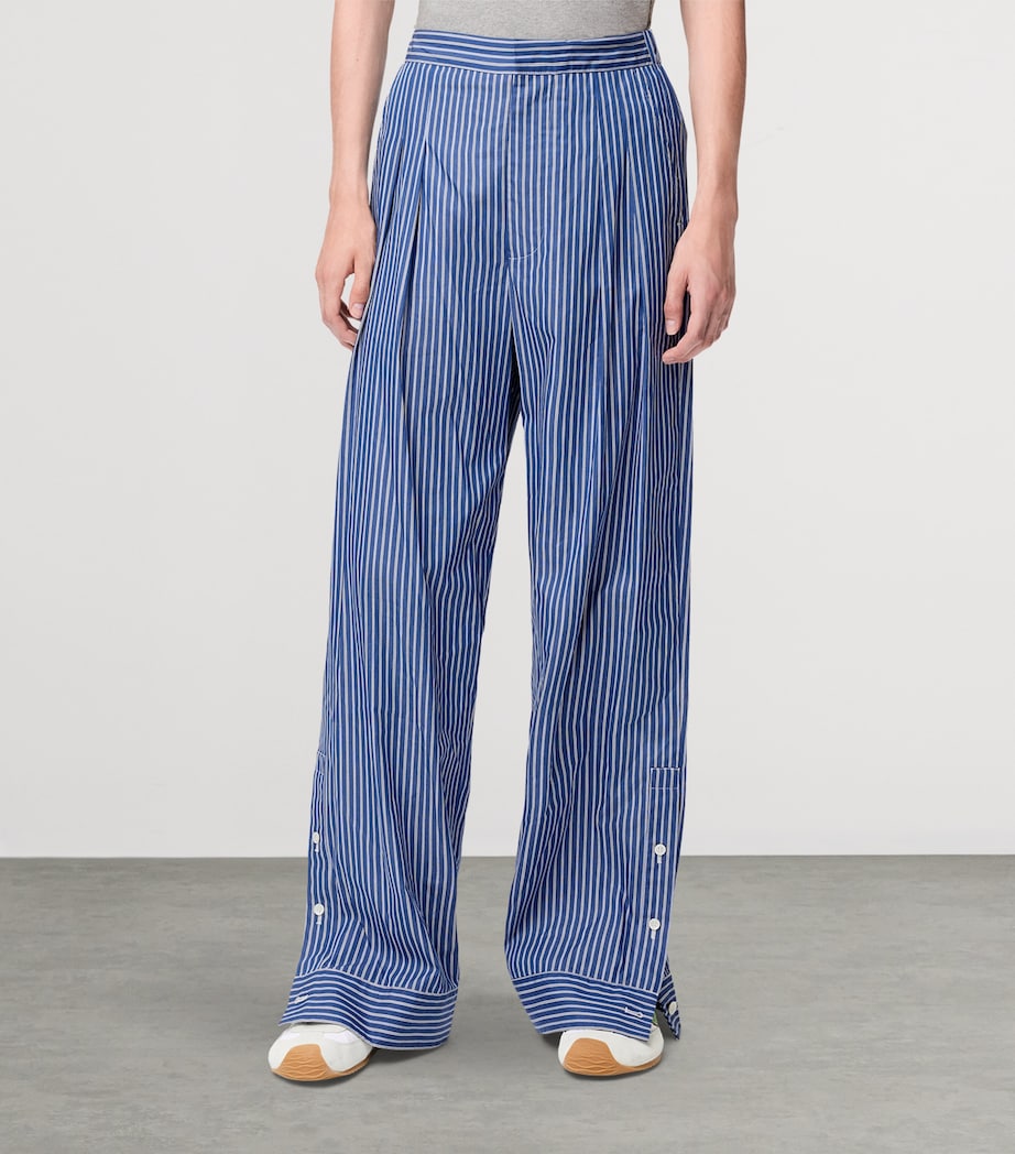 LOEWE Mens Cotton-Blend Stripe Trousers Navy/white Image 3