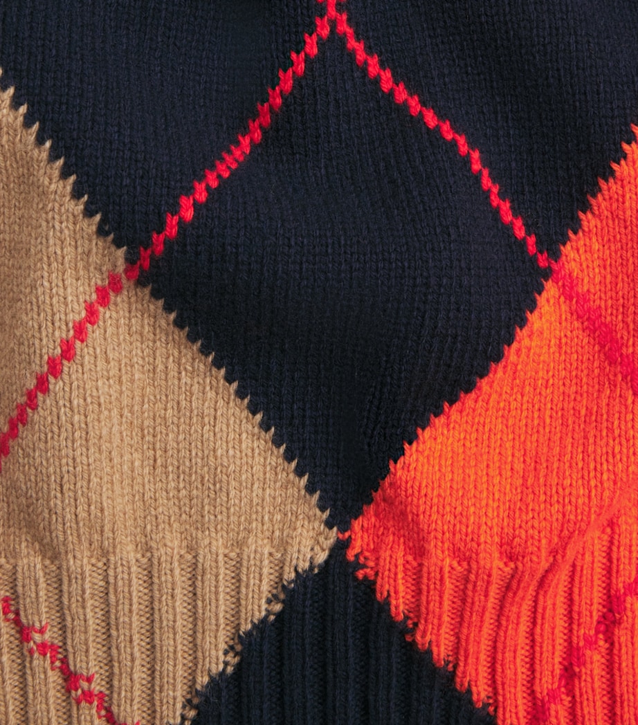 JW Anderson Mens x Pringle Wool Knitted Argyle Sweater Navy Image 6