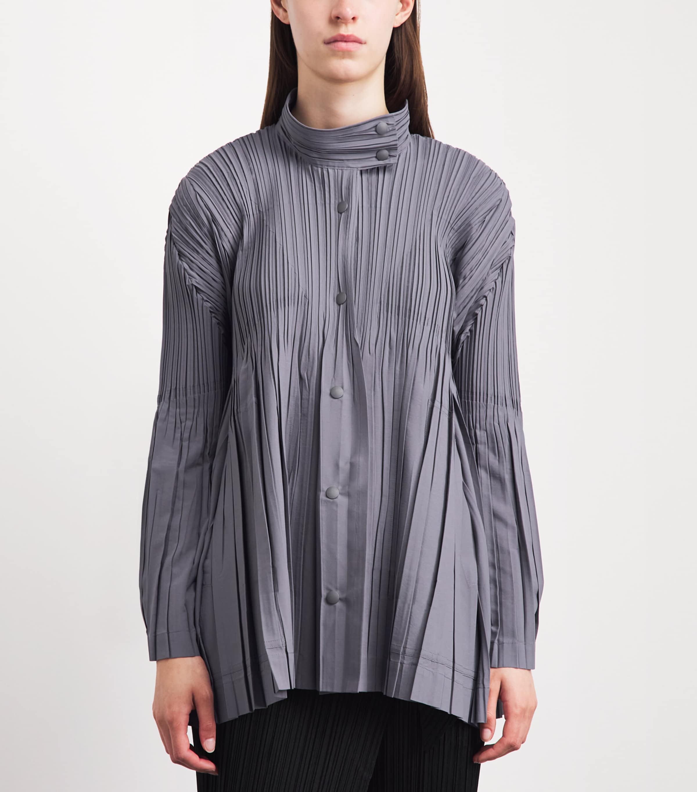Pleats Please Issey Miyake Womens Pleated Float Coat Grey Image 4