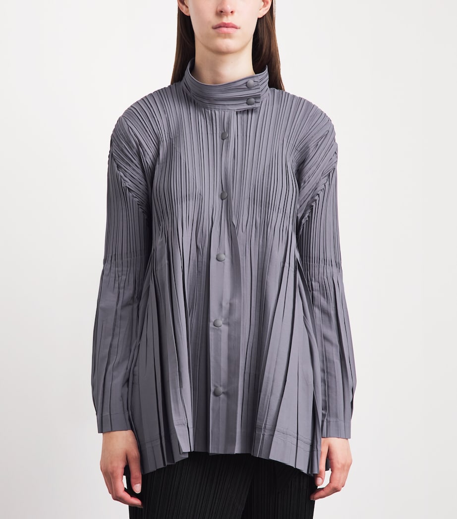 Pleats Please Issey Miyake Womens Pleated Float Coat Grey Image 4