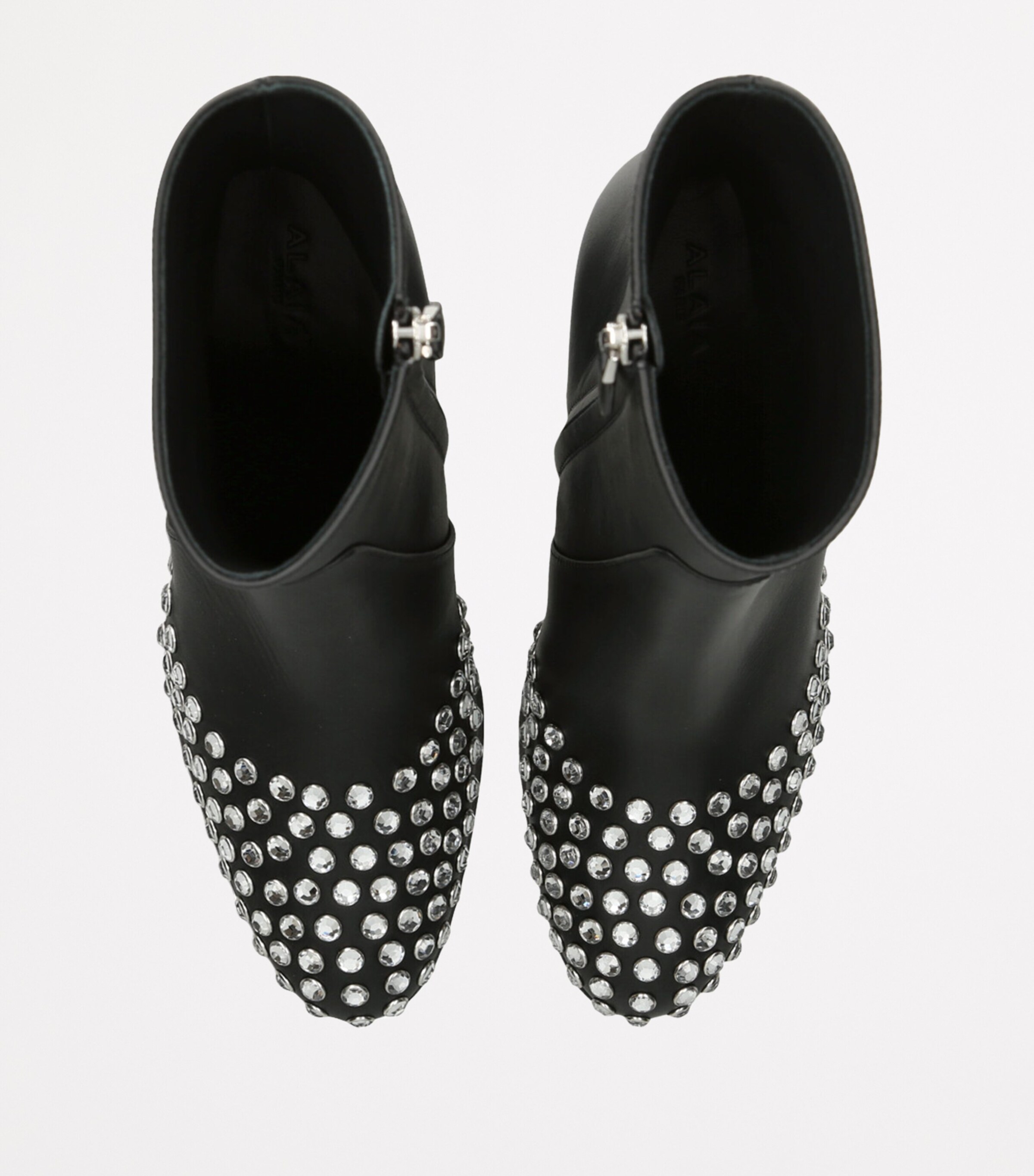 Alaïa Leather Strass Heeled Boots 60 Black/comb Image 4