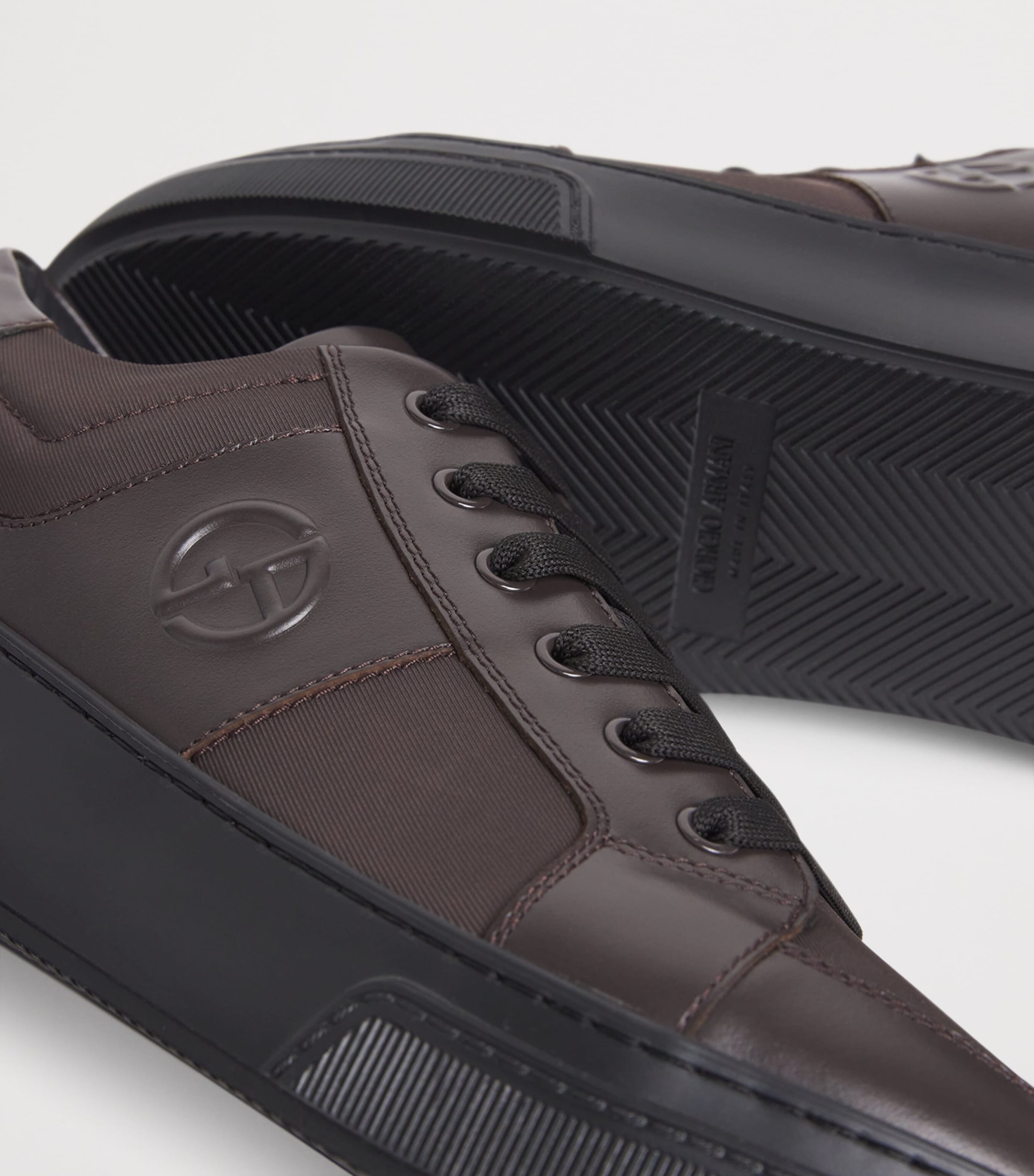 Giorgio Armani Brown Leather Logo Sneakers | Harrods US display picture 3