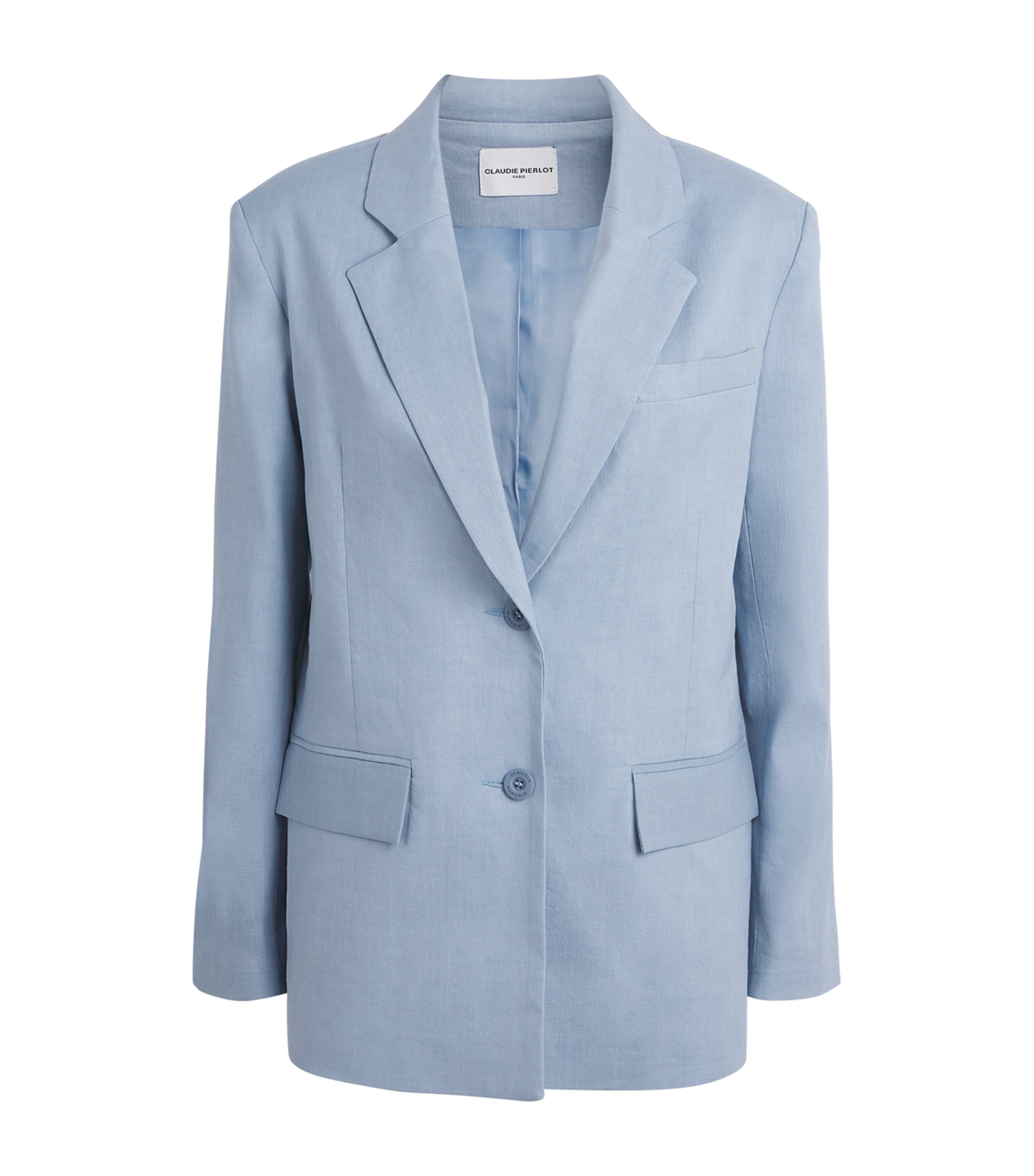 Claudie Pierlot Womens Linen-Cotton Straight Blazer Grey Blue Image 1