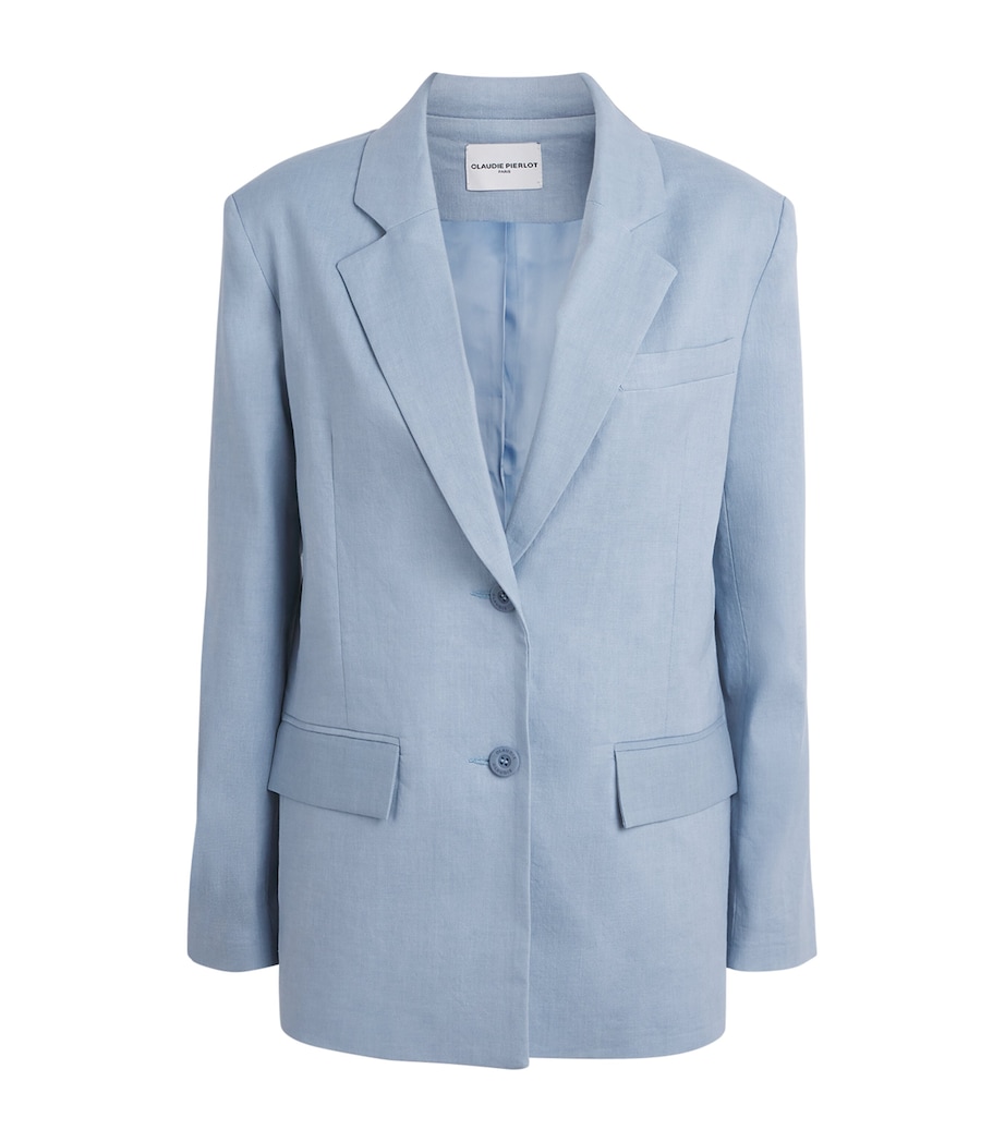 Claudie Pierlot Womens Linen-Cotton Straight Blazer Grey Blue Image 1