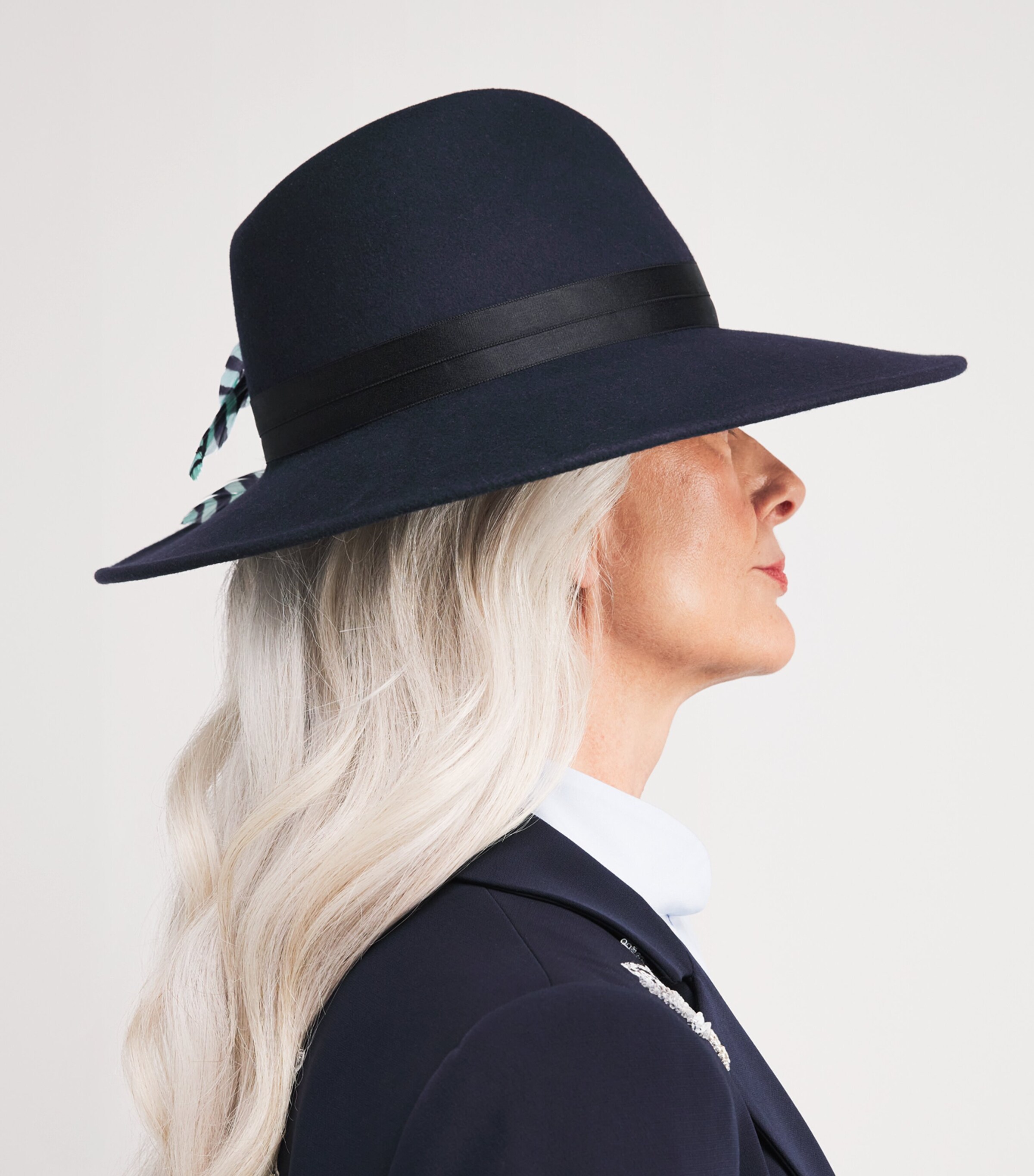 Maison Michel Navy x Ascot Feathered Neva Hat | Harrods UK